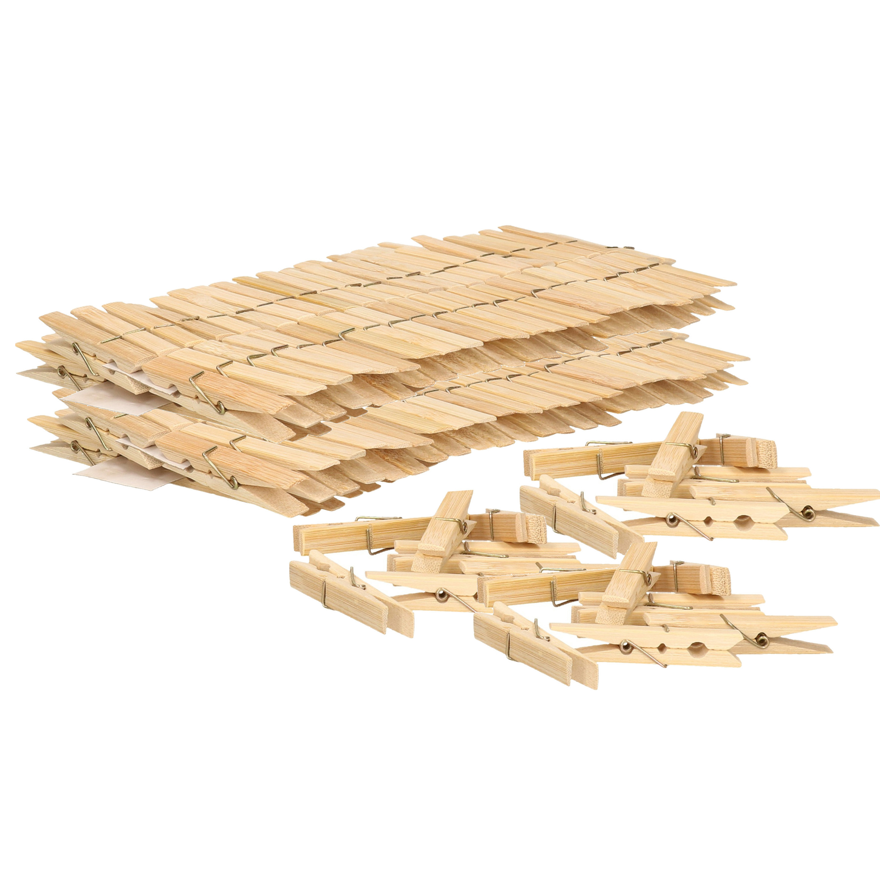 Wasknijpers - 100x - bamboe hout - 7 cm -