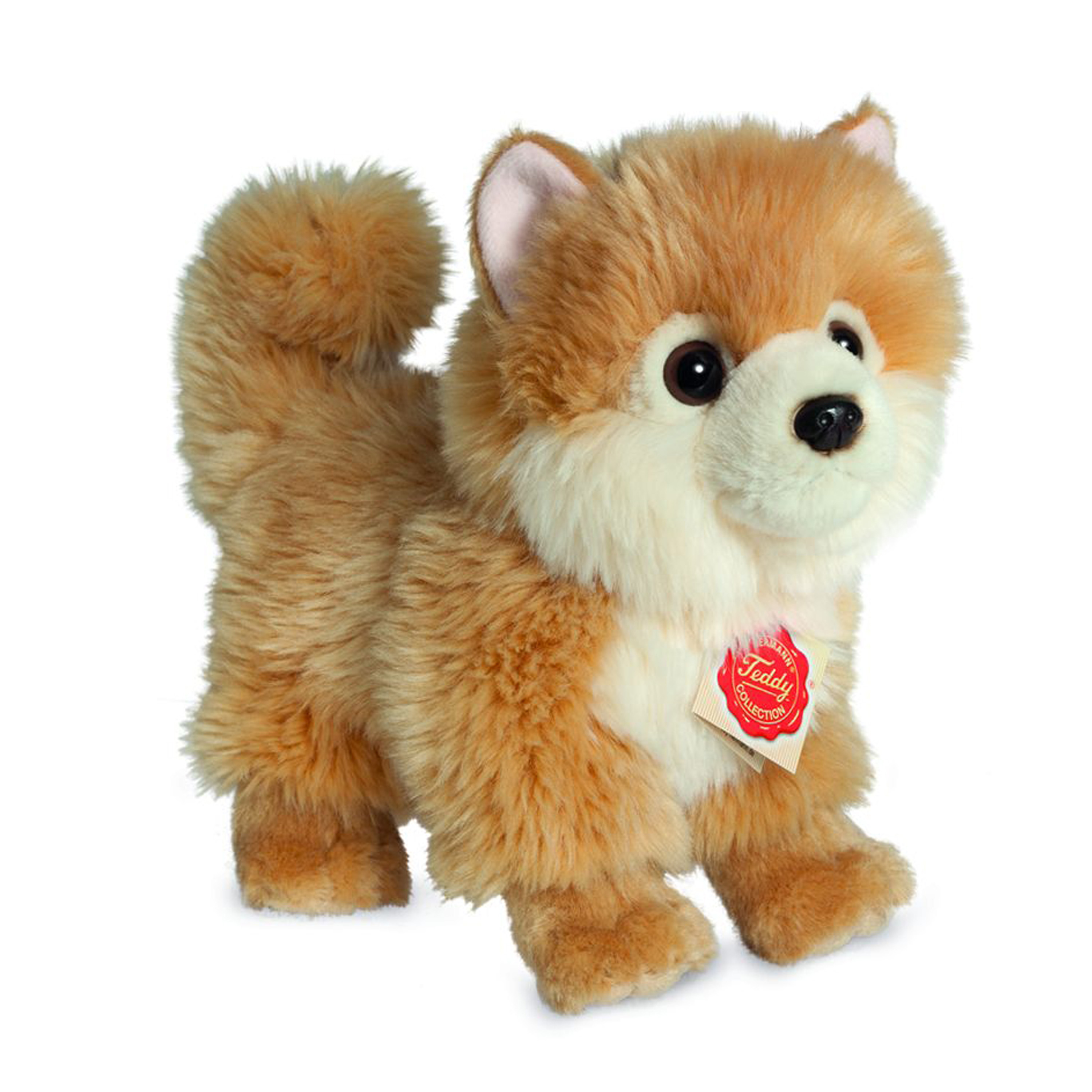 Knuffeldier Dwerg keeshond - zachte pluche stof - premium kwaliteit knuffels - lichtbruin - 22 cm -