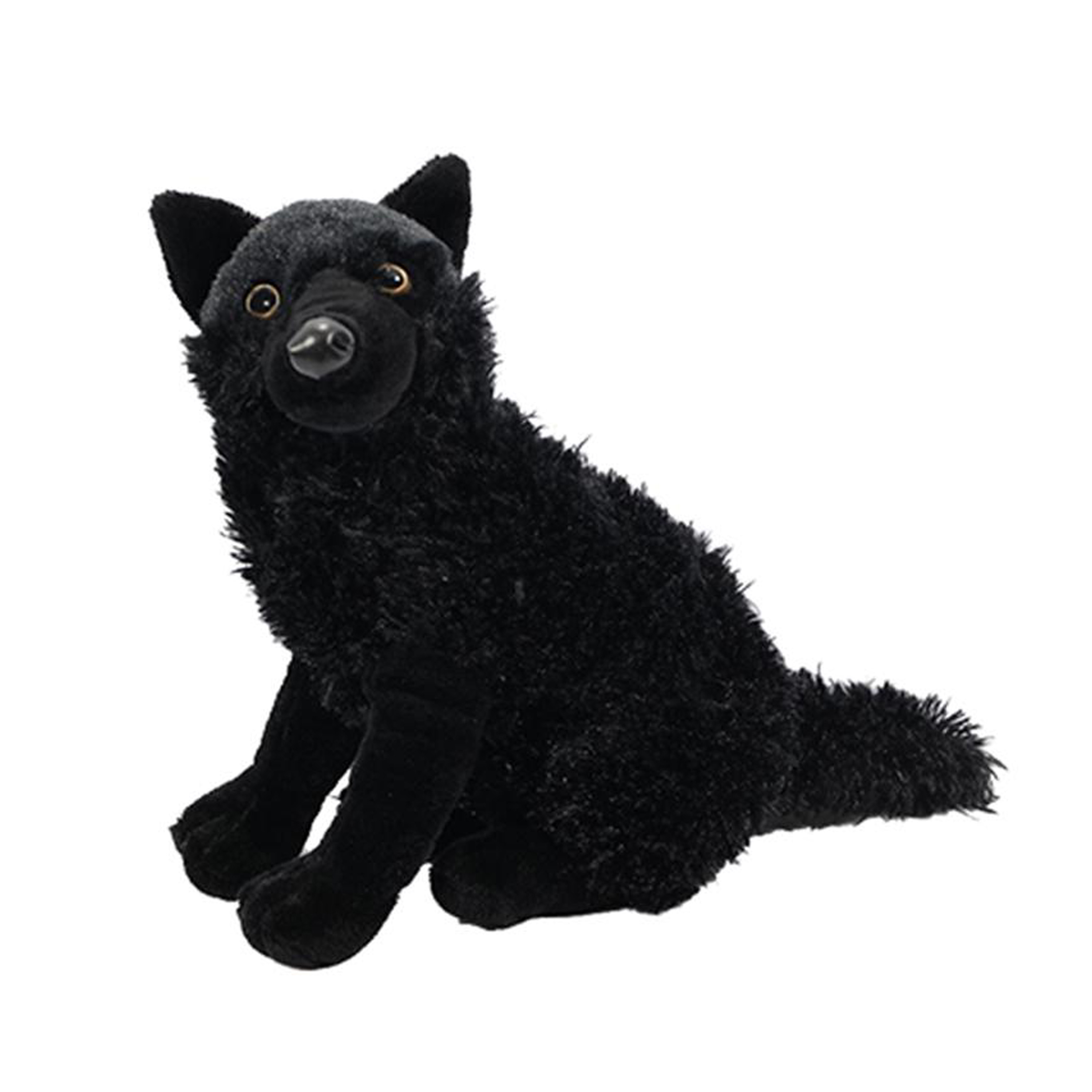Knuffeldier Wolf - zachte pluche stof - zwart - kwaliteit knuffels - 26 cm -