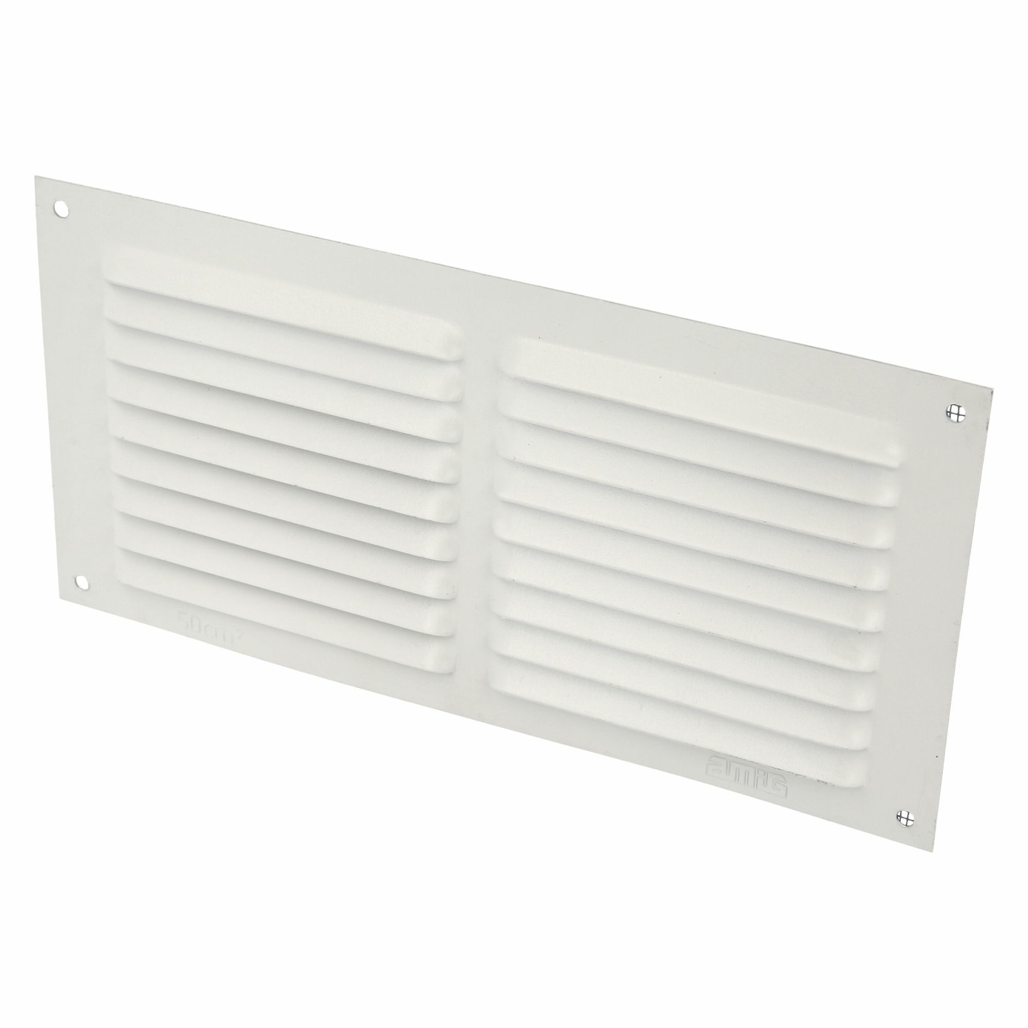 AMIG Ventilatie/muurrooster met gaas - 100 x 200mm - aluminium - wit - schoepenrooster -