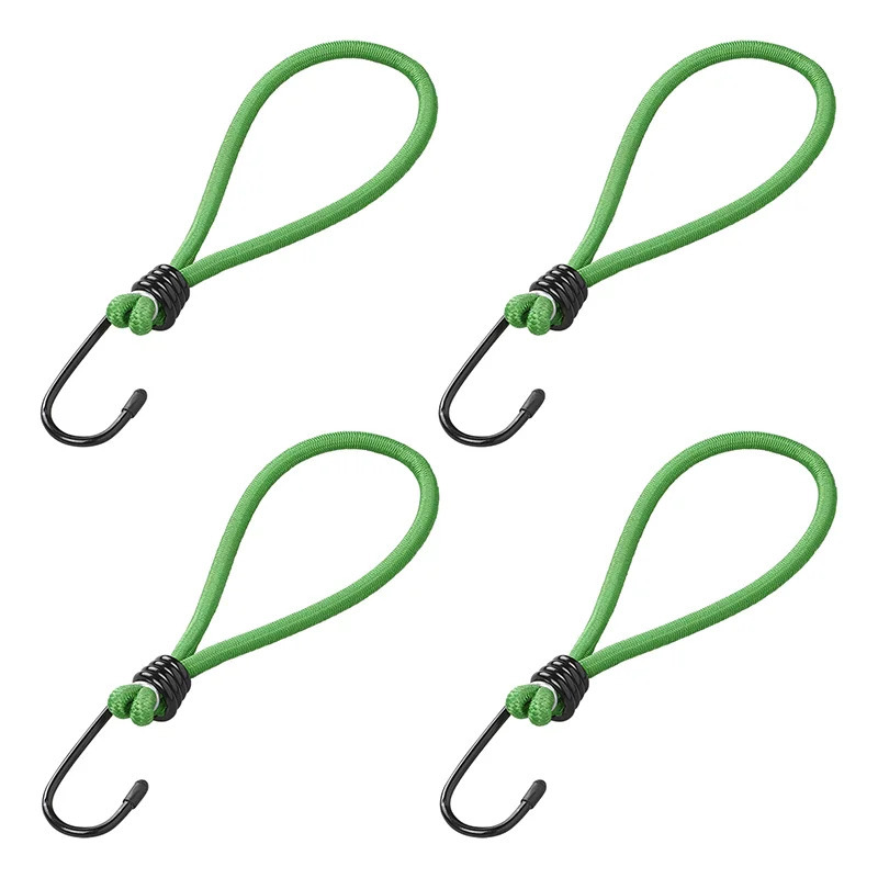 Haakspanner met lus - 8x - elastisch - bagagespin - snelbinders - 20cm - groen -