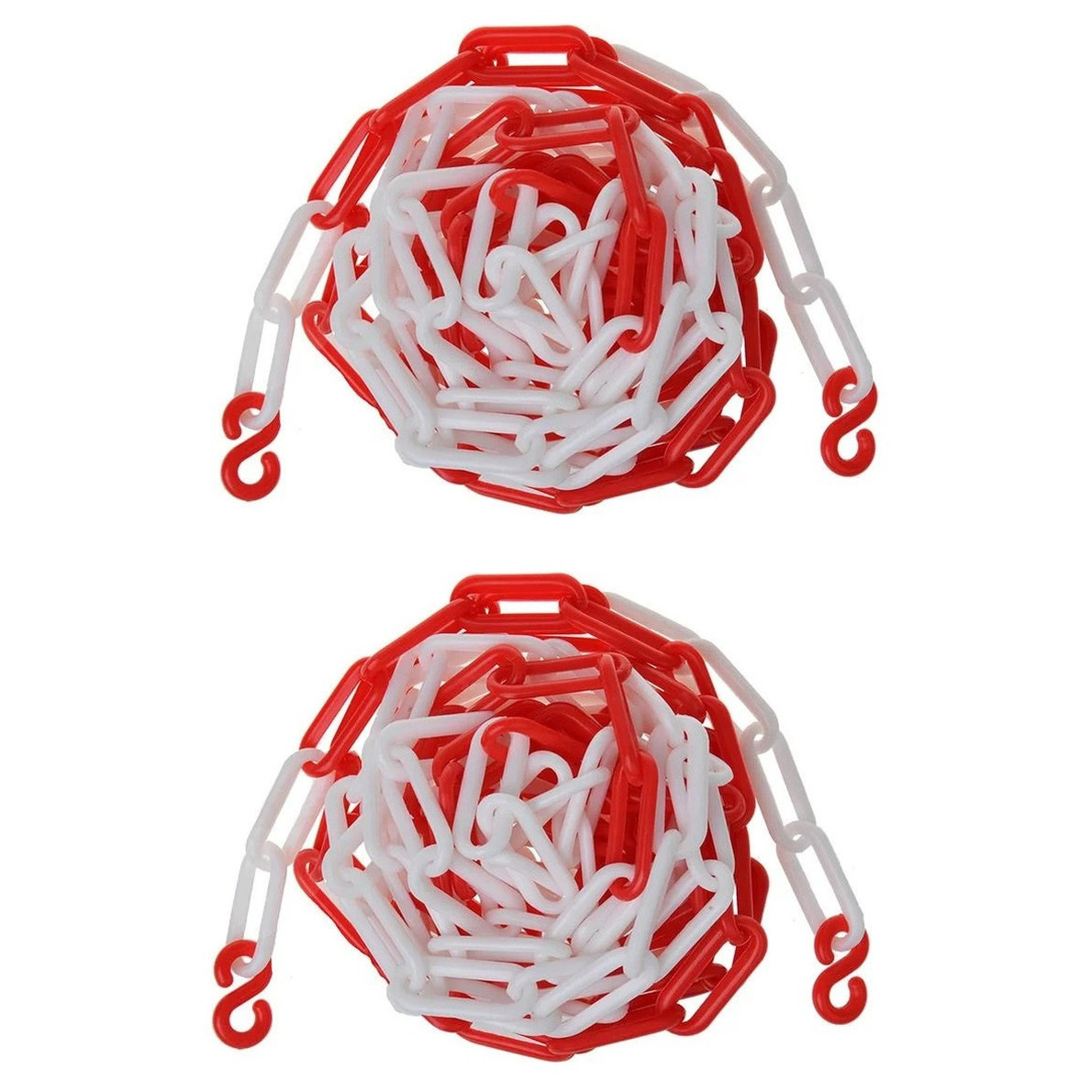 Afzetketting met haken - rood/wit - 10 meter - kunststof - markeerketting - afzetting -