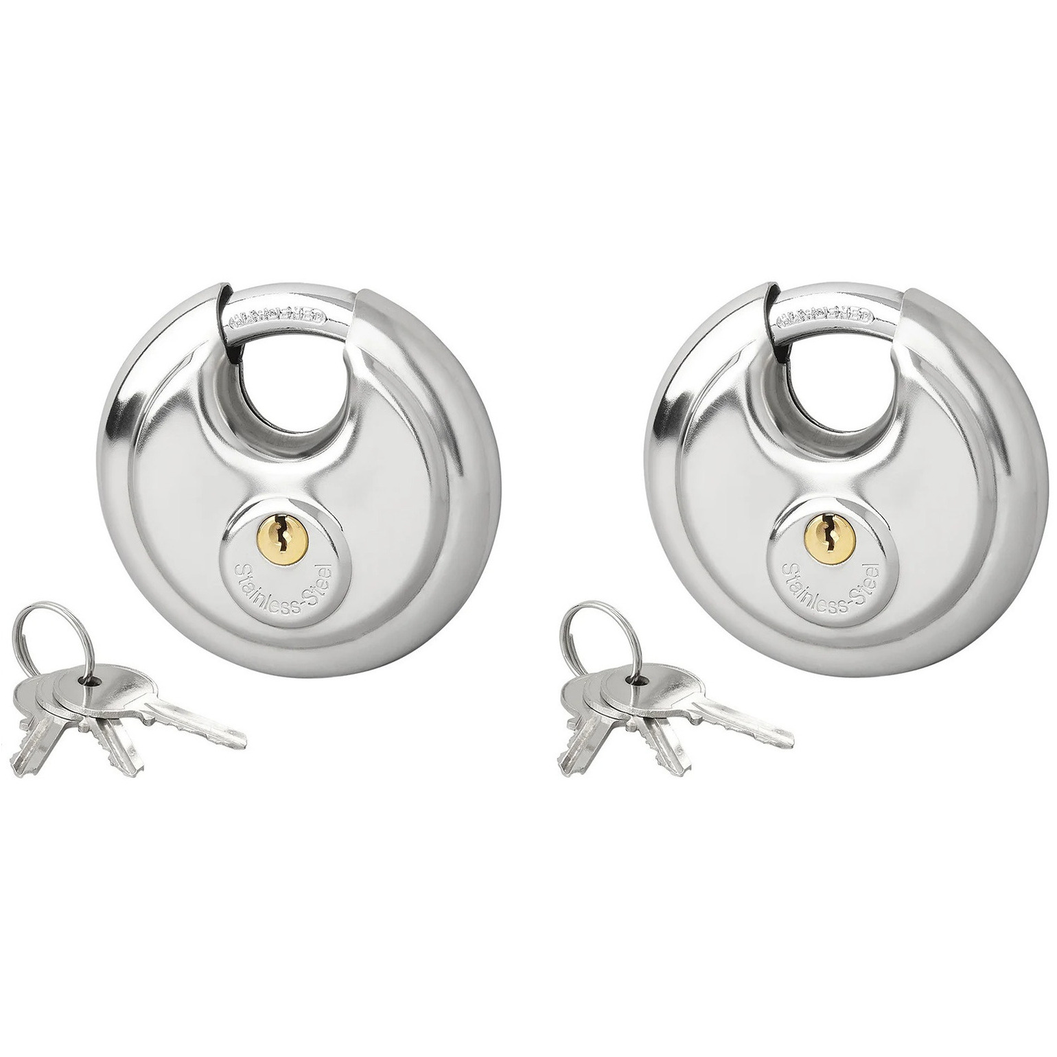 Discusslot - 2x - 90 mm - gehard staal - 10mm sluitbeugel - 25mm opening - roestvrij -