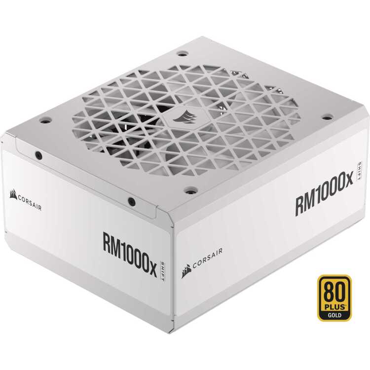 Corsair RM1000x SHIFT White, 1000W voeding 4x PCIe, 1x 12VHPWR, Kabelmanagement
