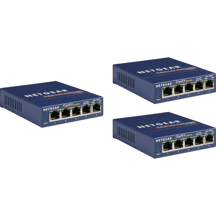 Netgear GS105GE, 3 pack switch