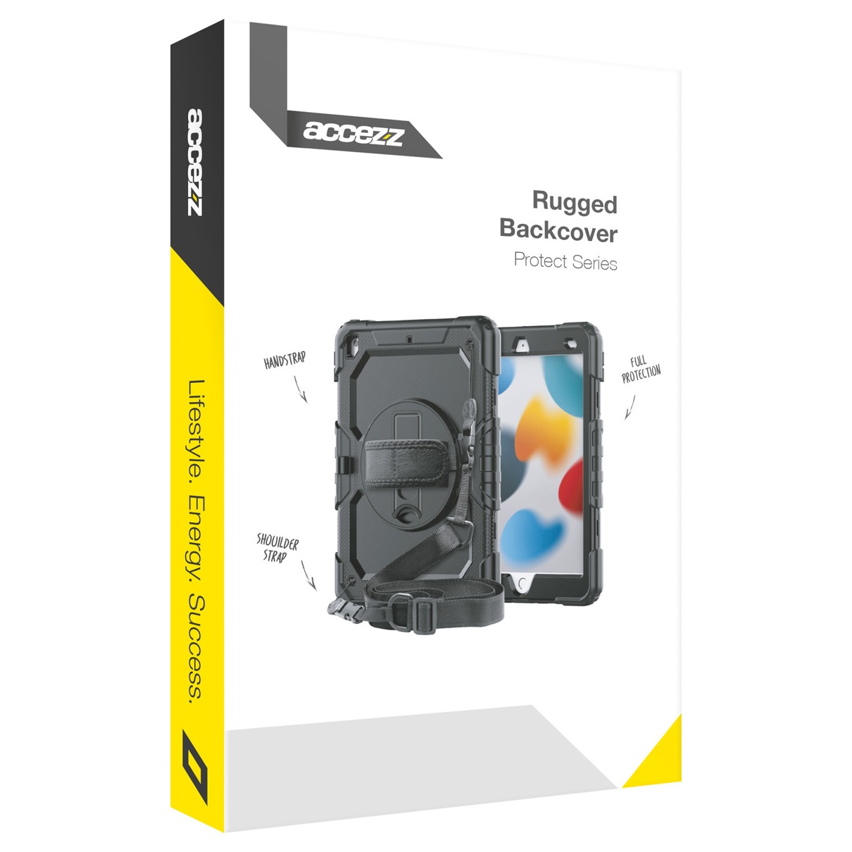 Accezz Rugged Backcover Shoulder Strap voor de Samsung Galaxy Tab S9 FE / Tab S9 Tablethoesje Zwart