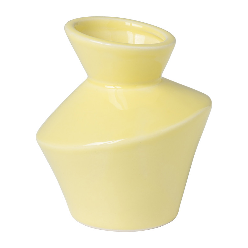 Vaas hoekig - geel - ø9.5x10.6 cm