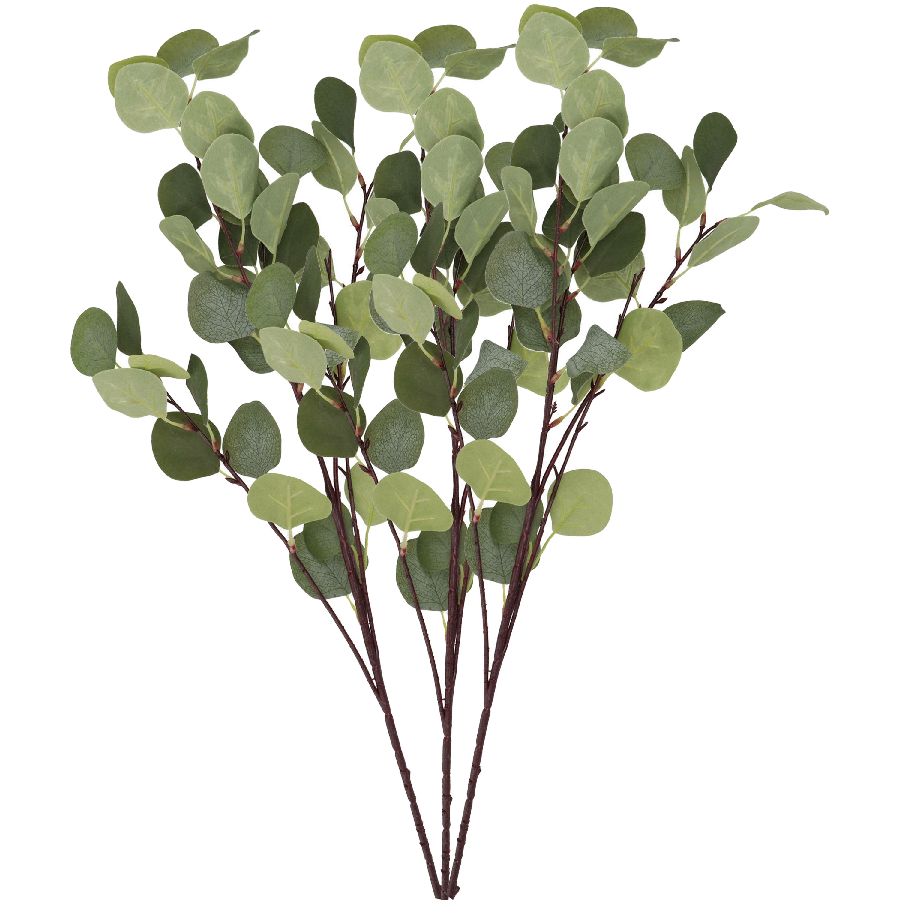 Kunstbloem Eucalyptus tak Real Touch - 3x - 90 cm - groen - losse steel - Kunst zijdebloemen -