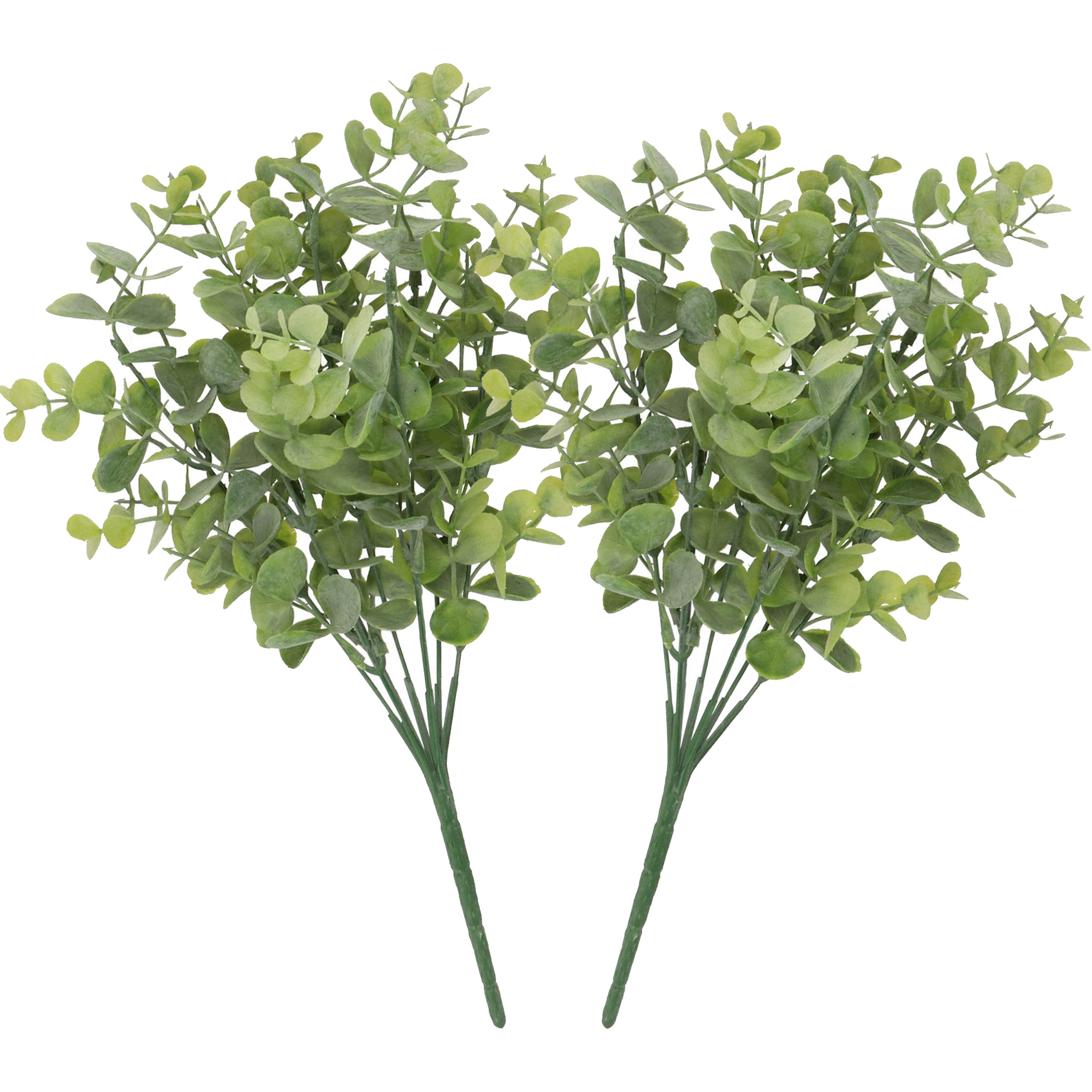 Kunstbloem Eucalyptus tak - 2x - 33 cm - groen - bundel/bosje - Kunst zijdebloemen -