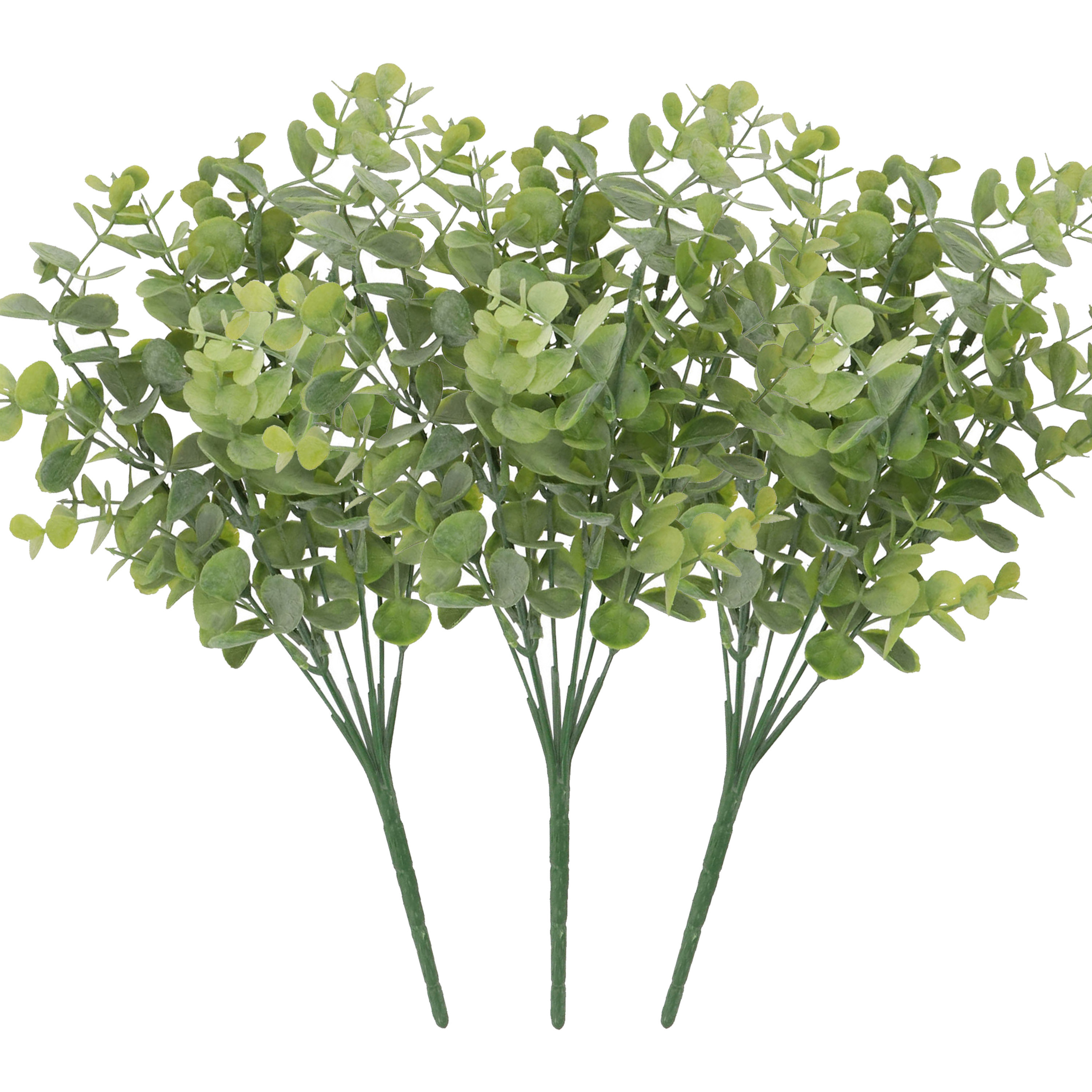 Kunstbloem Eucalyptus tak - 3x - 33 cm - groen - bundel/bosje - Kunst zijdebloemen -