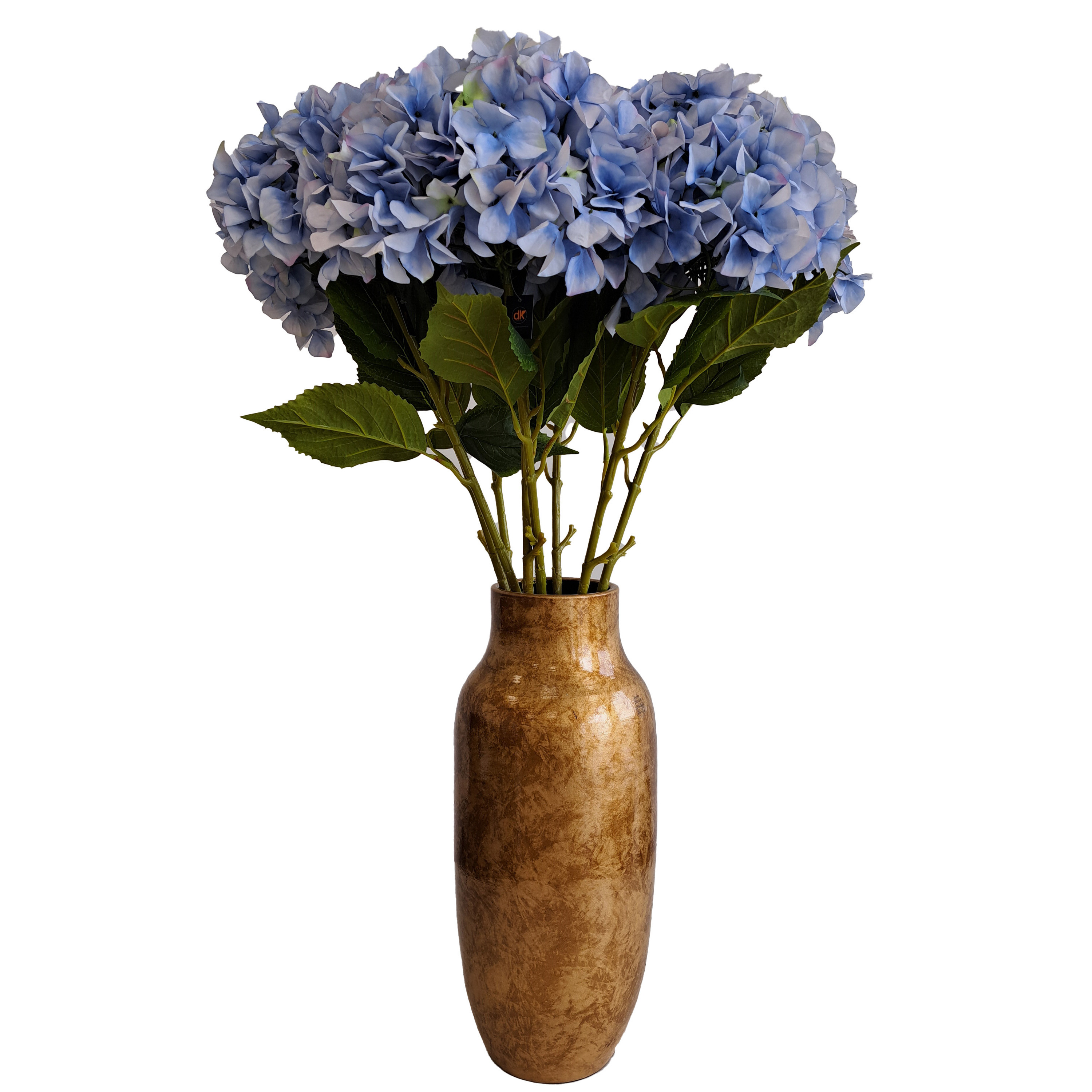 Kunstbloemen boeket Hortensias - 8 stelen - lichtblauw - 109 cm - Kunst zijdebloemen -