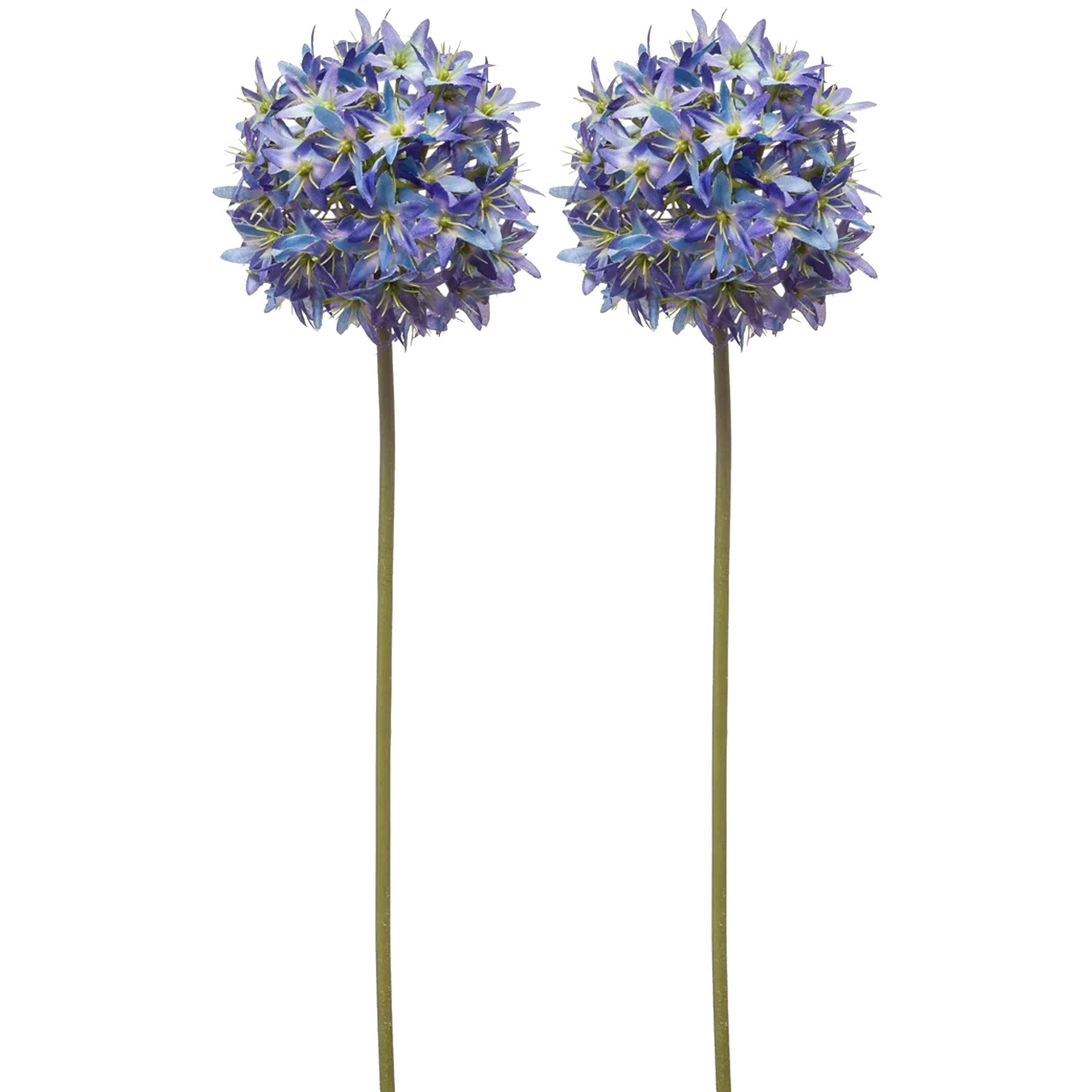 Allium/Sierui kunstbloem - 2x - losse steel - blauw - 60 cm - Natuurlijke uitstraling -