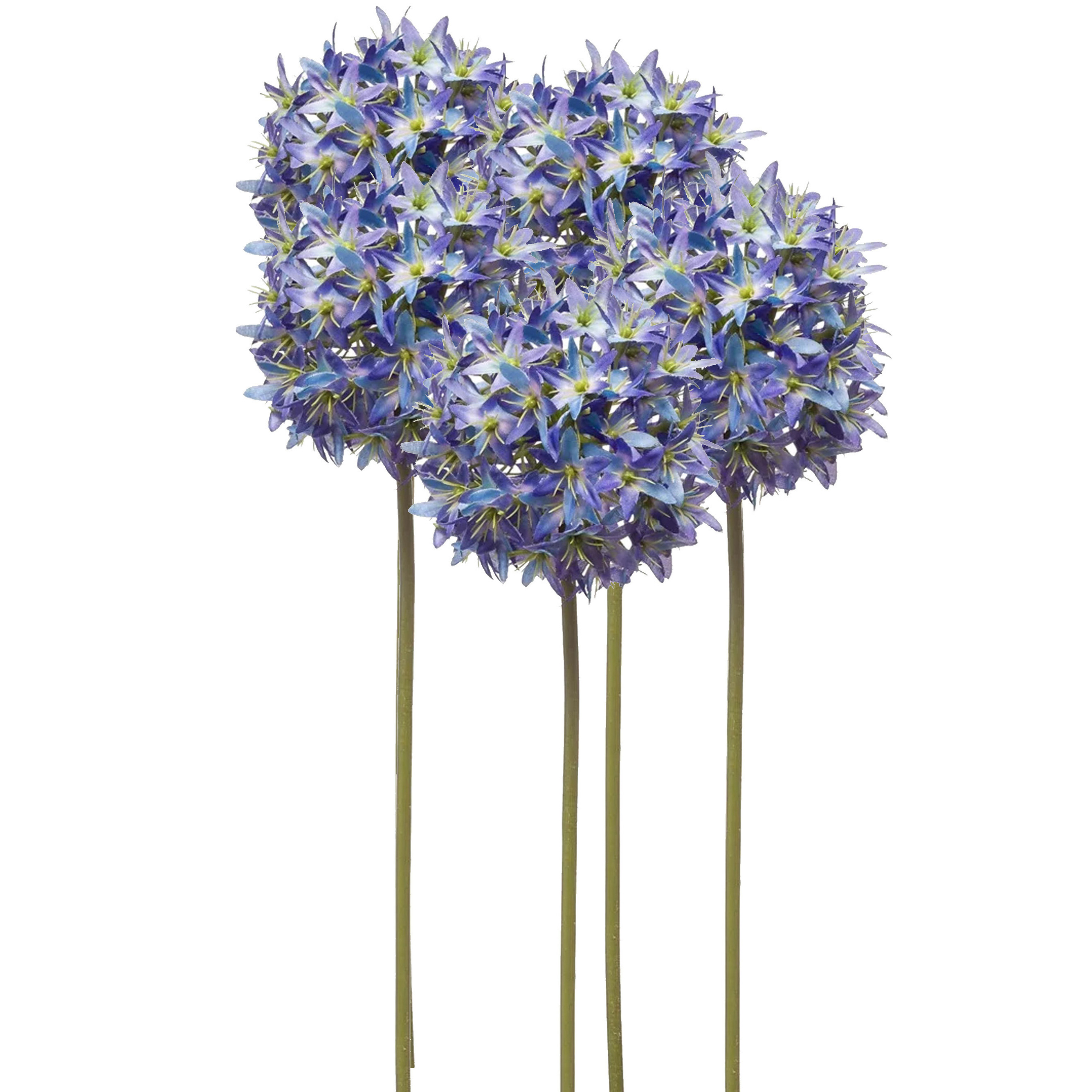 Allium/Sierui kunstbloem - 5x - losse steel - blauw - 60 cm - Natuurlijke uitstraling -