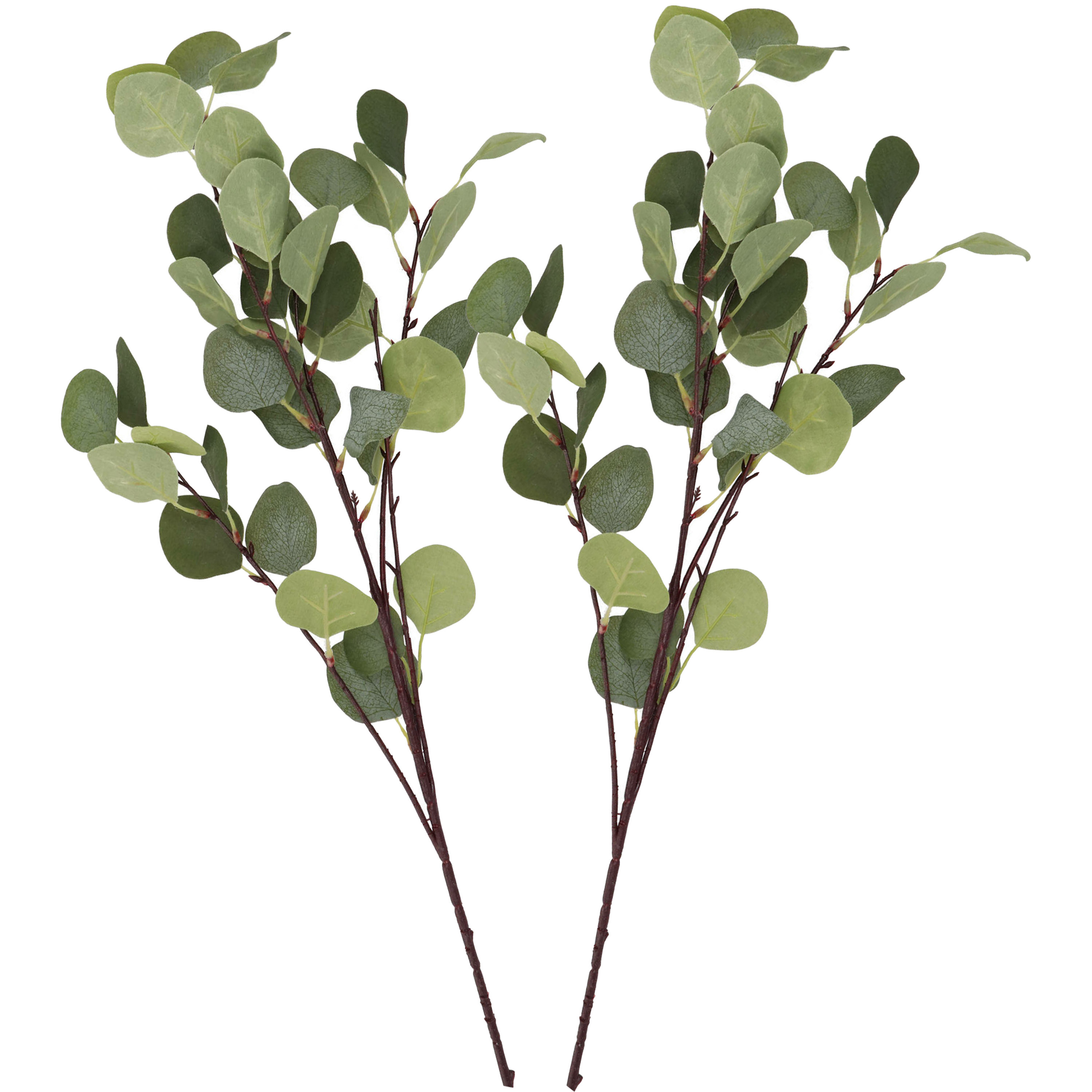 Kunstbloem Eucalyptus tak Real Touch - 2x - 90 cm - groen - losse steel - Kunst zijdebloemen -