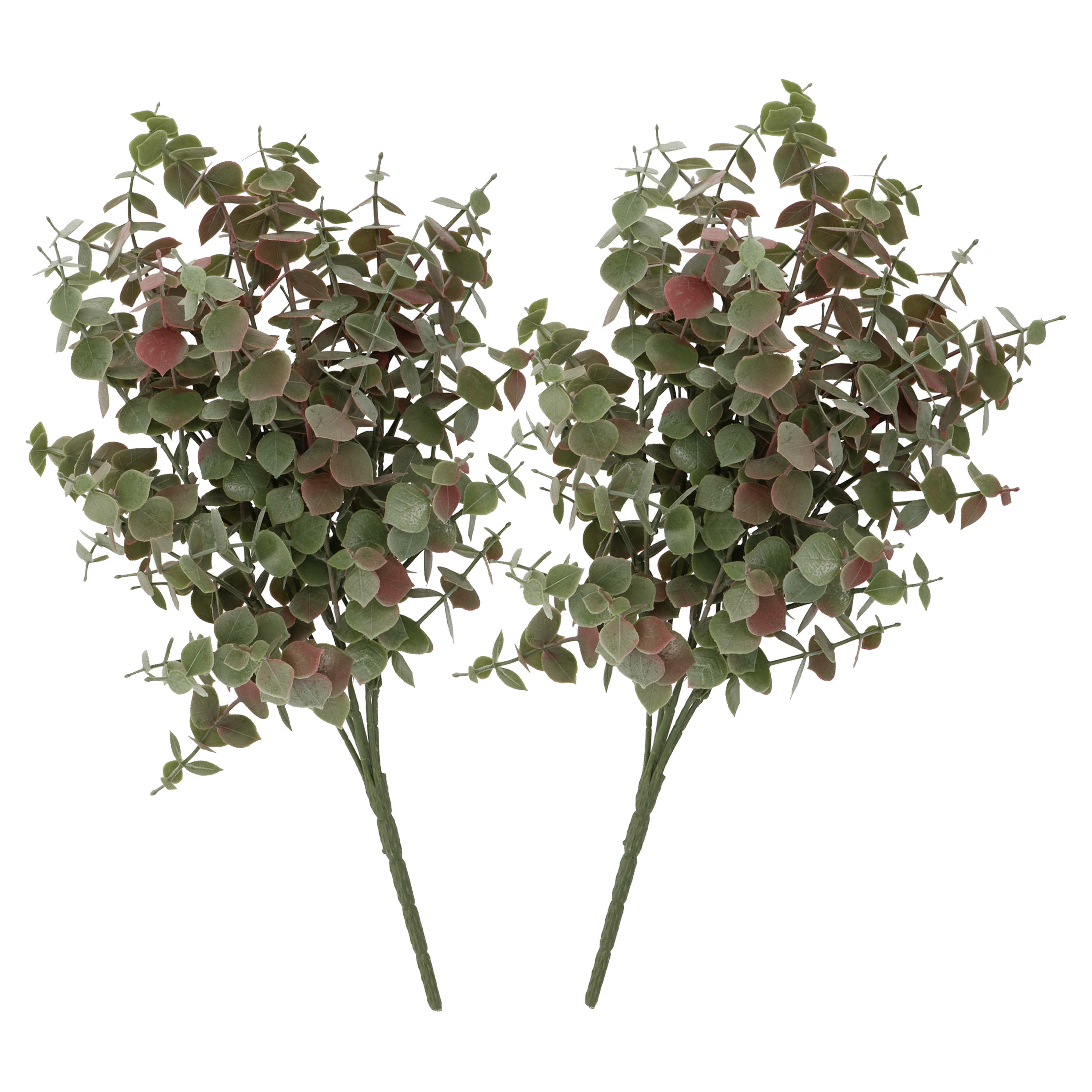 Kunstbloem Eucalyptus tak - 2x - 47 cm - saliegroen - bundel/bosje - Kunst zijdebloemen -