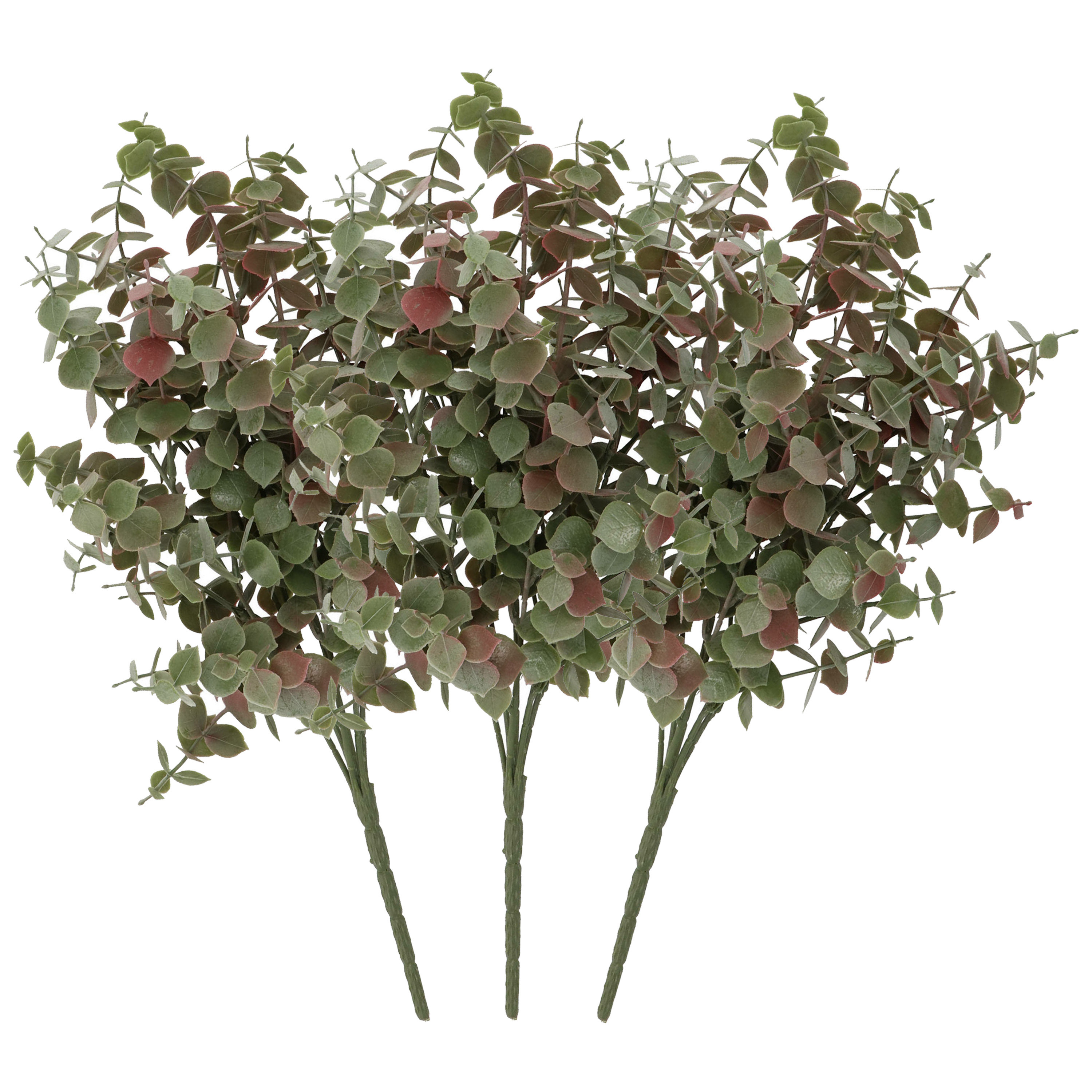 Kunstbloem Eucalyptus tak - 3x - 47 cm - saliegroen - bundel/bosje - Kunst zijdebloemen -