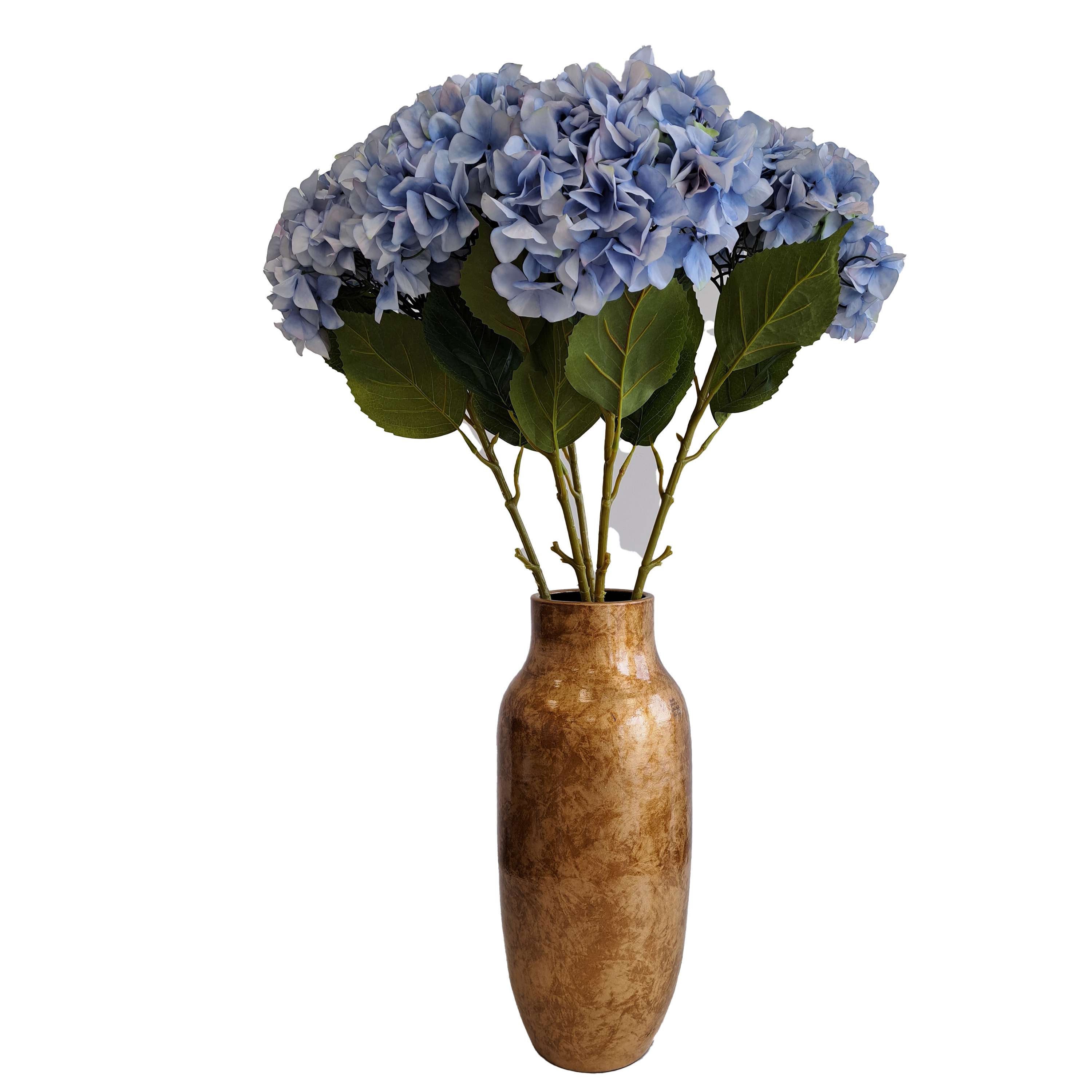 Kunstbloemen boeket Hortensias - 5 stelen - lichtblauw - 109 cm - Kunst zijdebloemen -