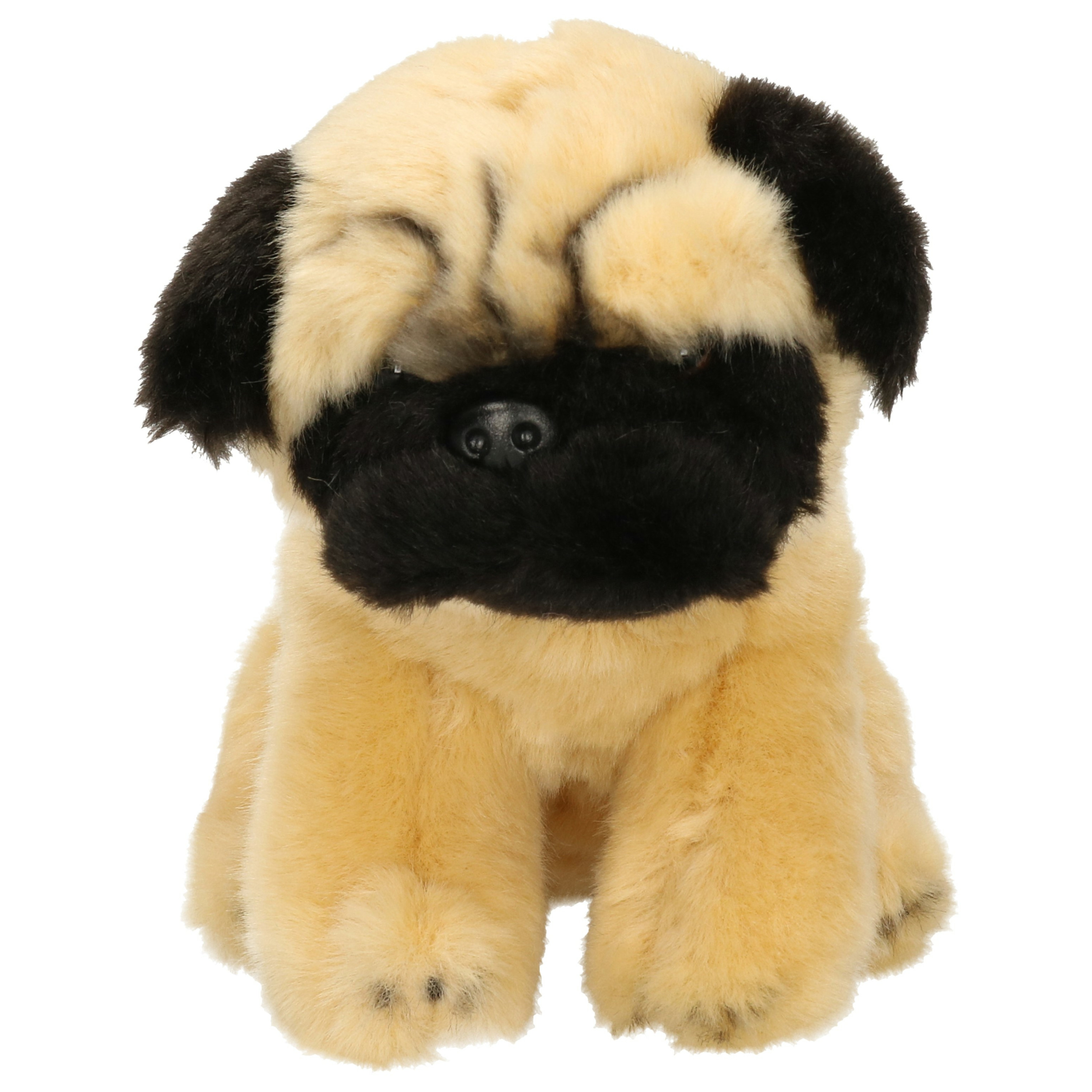 Knuffeldier hond Mopshond - zachte pluche stof - premium knuffels - beige - 15 cm -