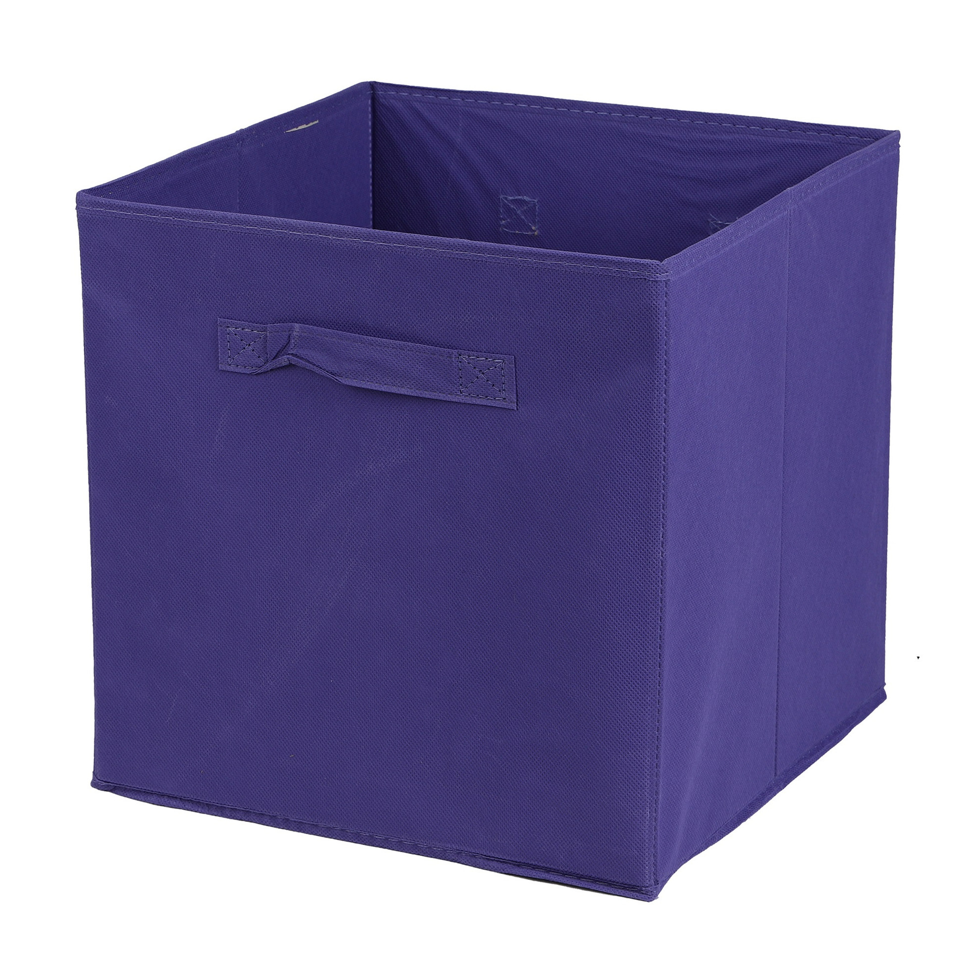 Opbergmand/kastmand Square Box - karton/kunststof - 29 liter - paars - 31 x 31 x 31 cm -