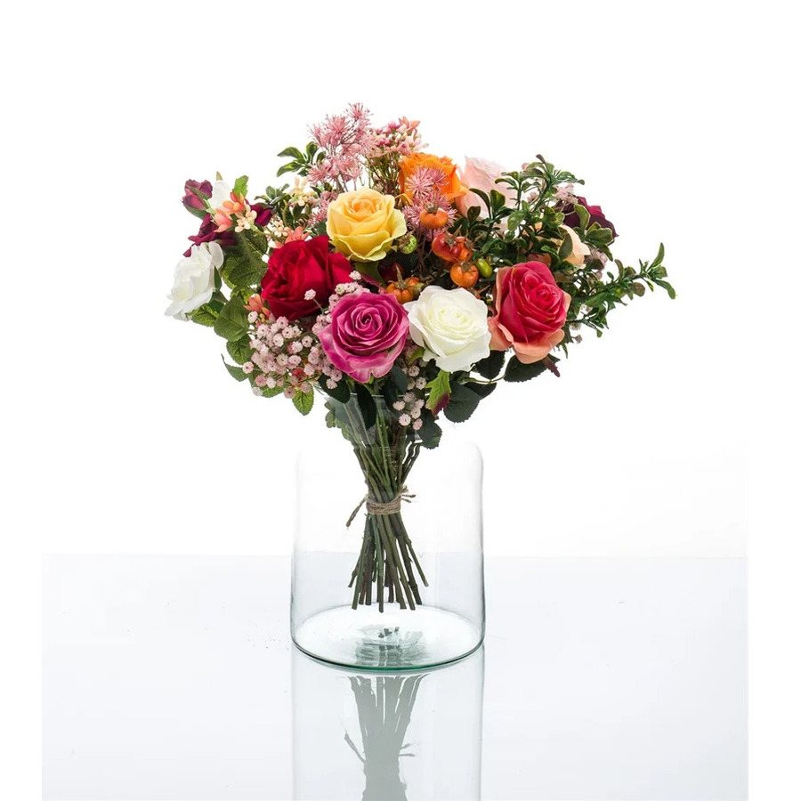 Kunstbloemen boeket rozen - medium - Classic Rose - kunst zijdebloemen -