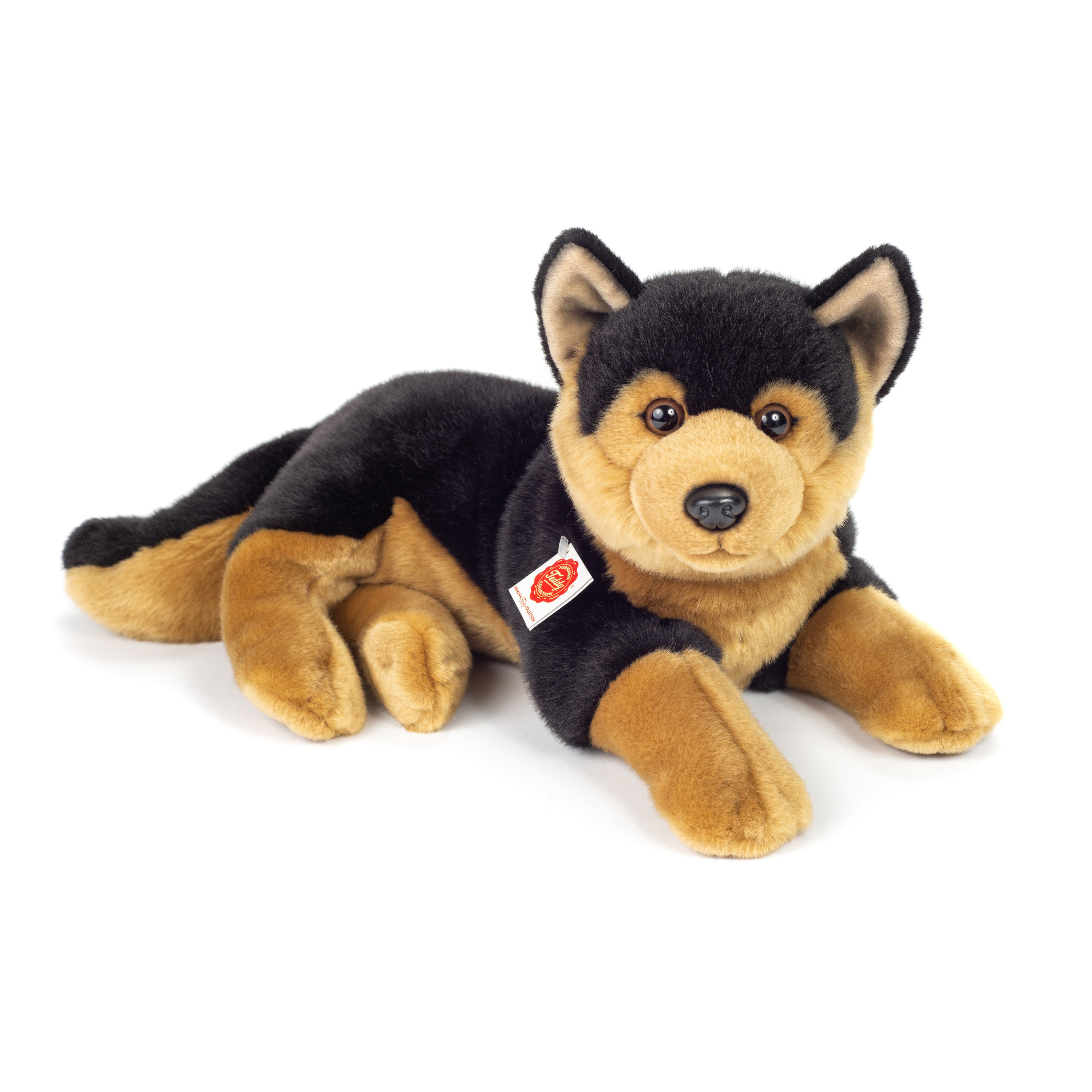 Knuffeldier Herdershond - zachte pluche stof - premium kwaliteit knuffels - bruin/zwart - 45 cm -
