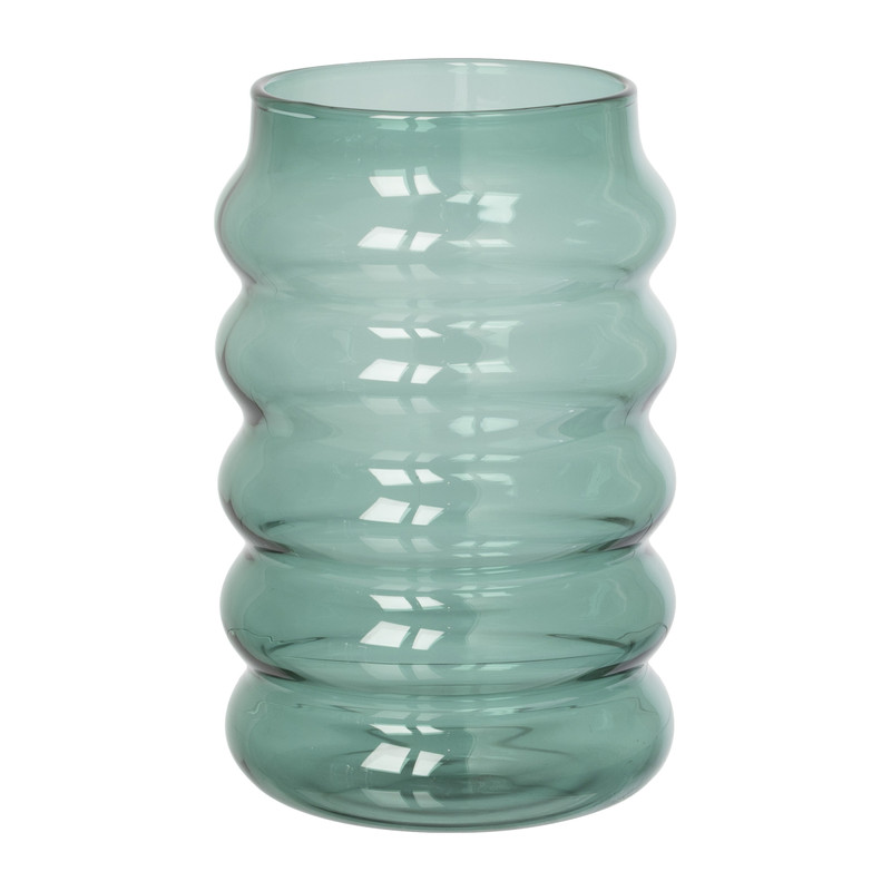 Drinkglas ribbel - groen - ø8x13 cm