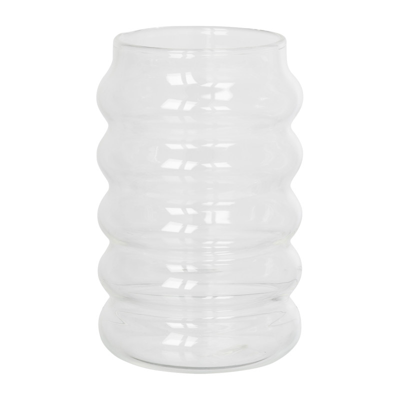 Drinkglas ribbel - transparant - ø8x13 cm