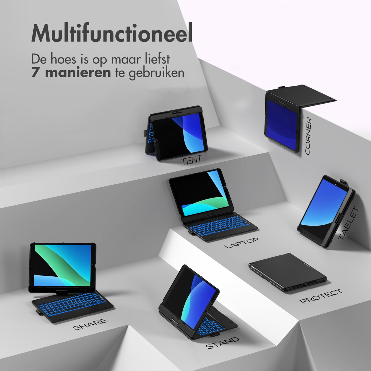 Accezz 360 Slim Keyboard Bookcase iPad 10.2 (2019/2020/2021) Telefoonhoesje Zwart