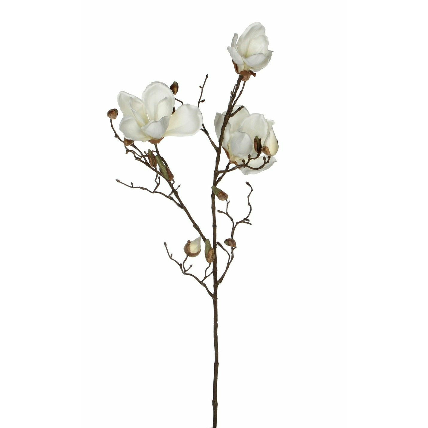 Kunstbloem Magnolia tak - 90 cm - wit - Kunst zijdebloemen -