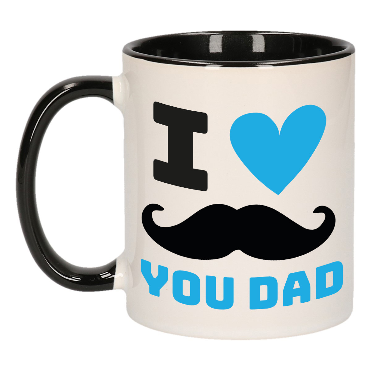 Cadeau koffie/thee mok voor papa - zwart/blauw - liefde - keramiek - 300 ml - Vaderdag -