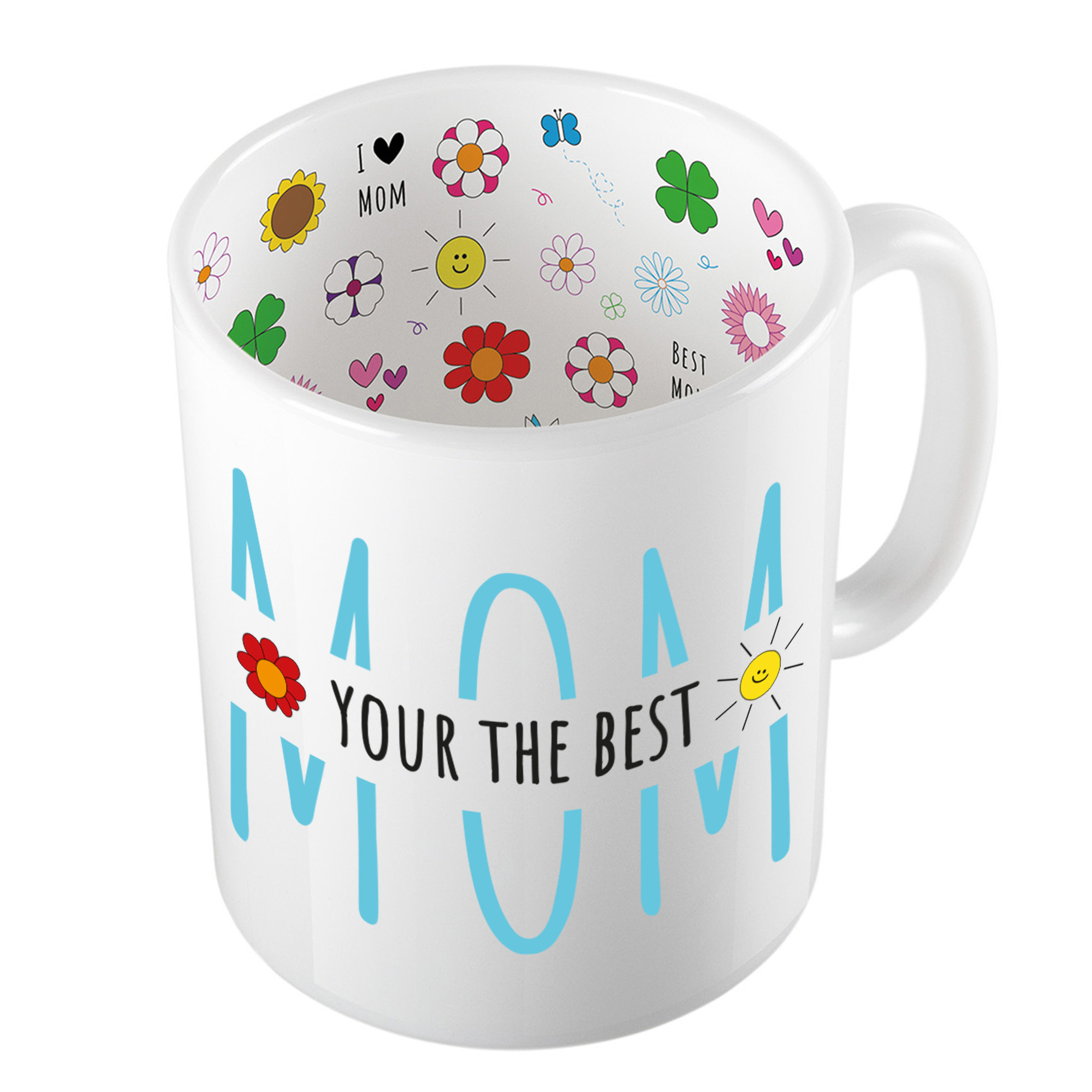 Cadeau koffie/thee mok voor mama - blauw - mama is de beste - keramiek - 300 ml - Moederdag -