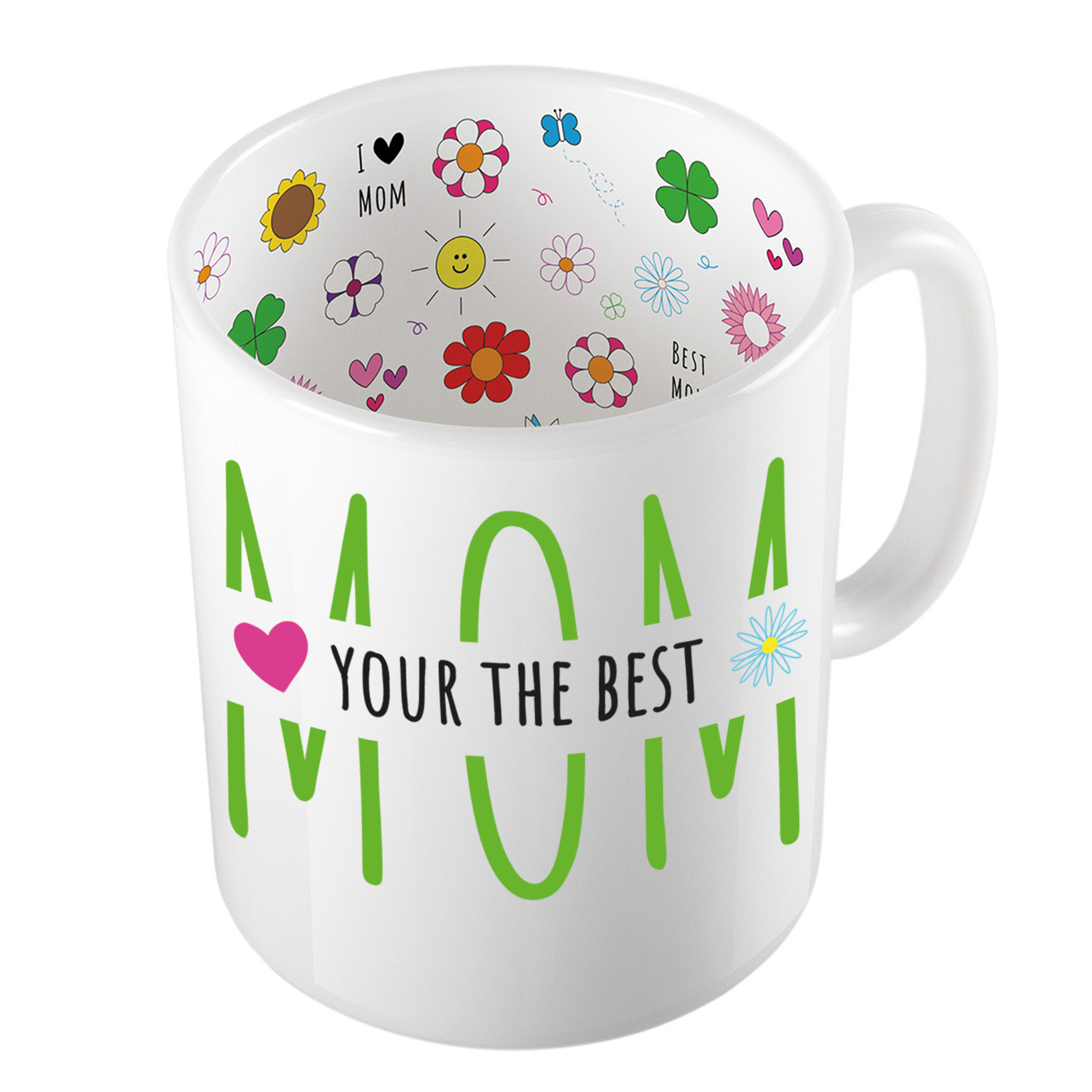 Cadeau koffie/thee mok voor mama - groen - mama is de beste - keramiek - 300 ml - Moederdag -