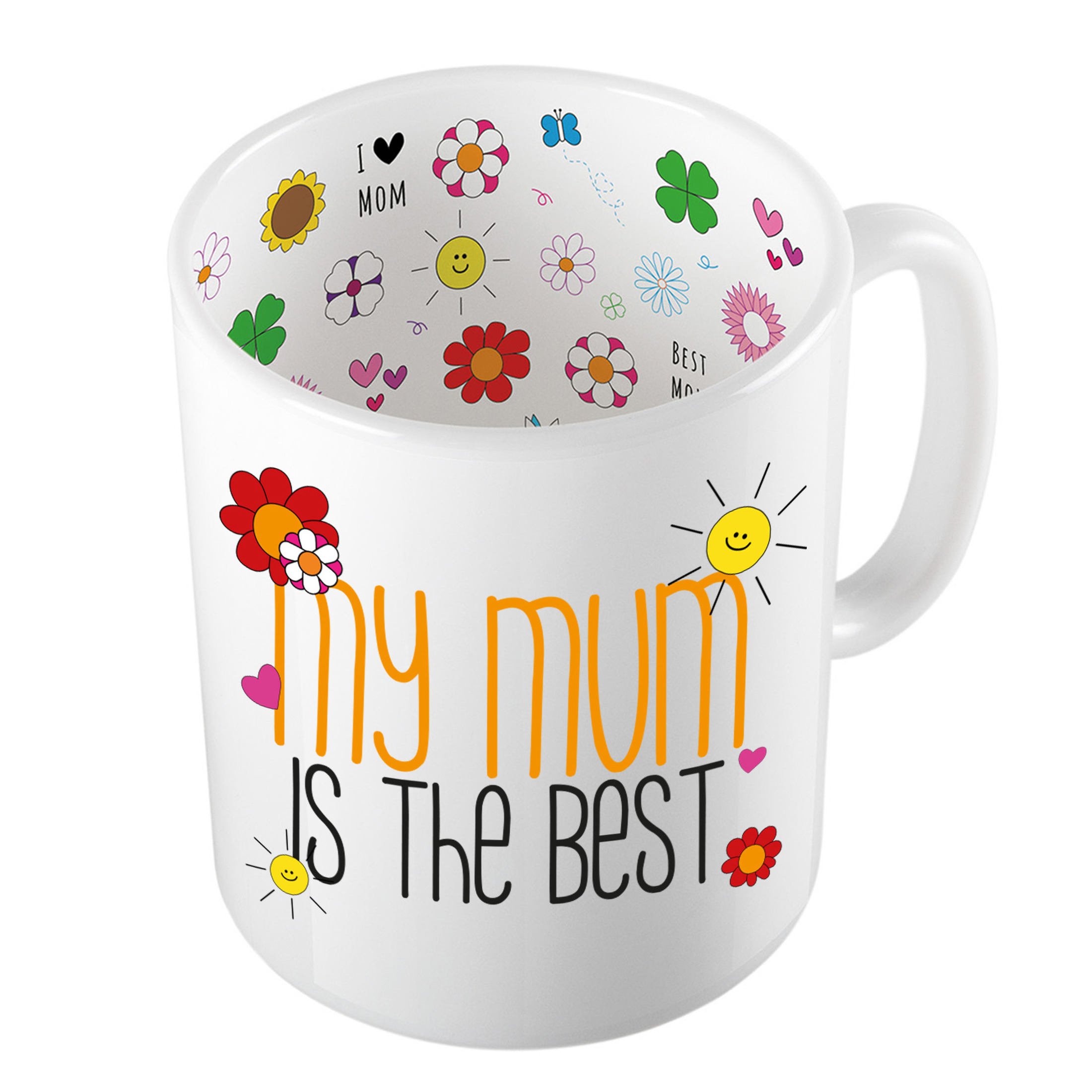 Cadeau koffie/thee mok voor mama - oranje - mama is de beste - keramiek - 300 ml - Moederdag -