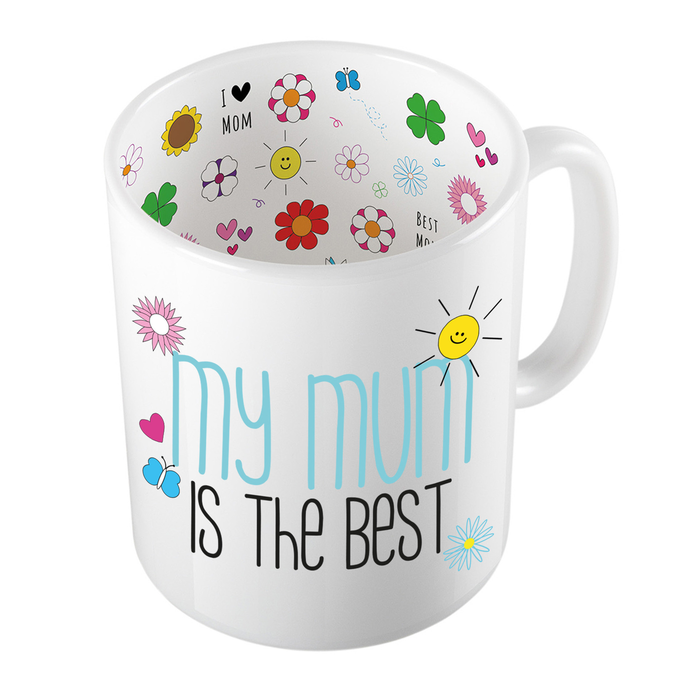 Cadeau koffie/thee mok voor mama - blauw - mama is de beste - keramiek - 300 ml - Moederdag -