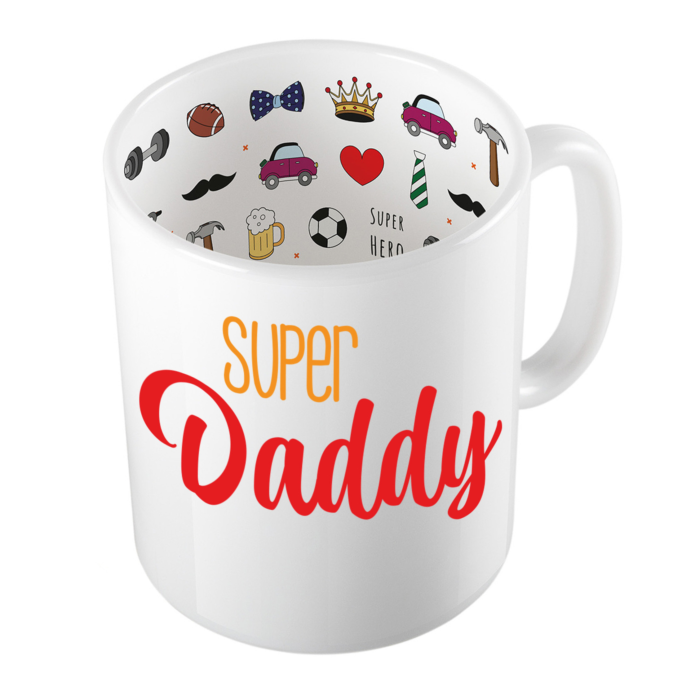 Cadeau koffie/thee mok voor papa - rood - super papa - keramiek - 300 ml - Vaderdag -
