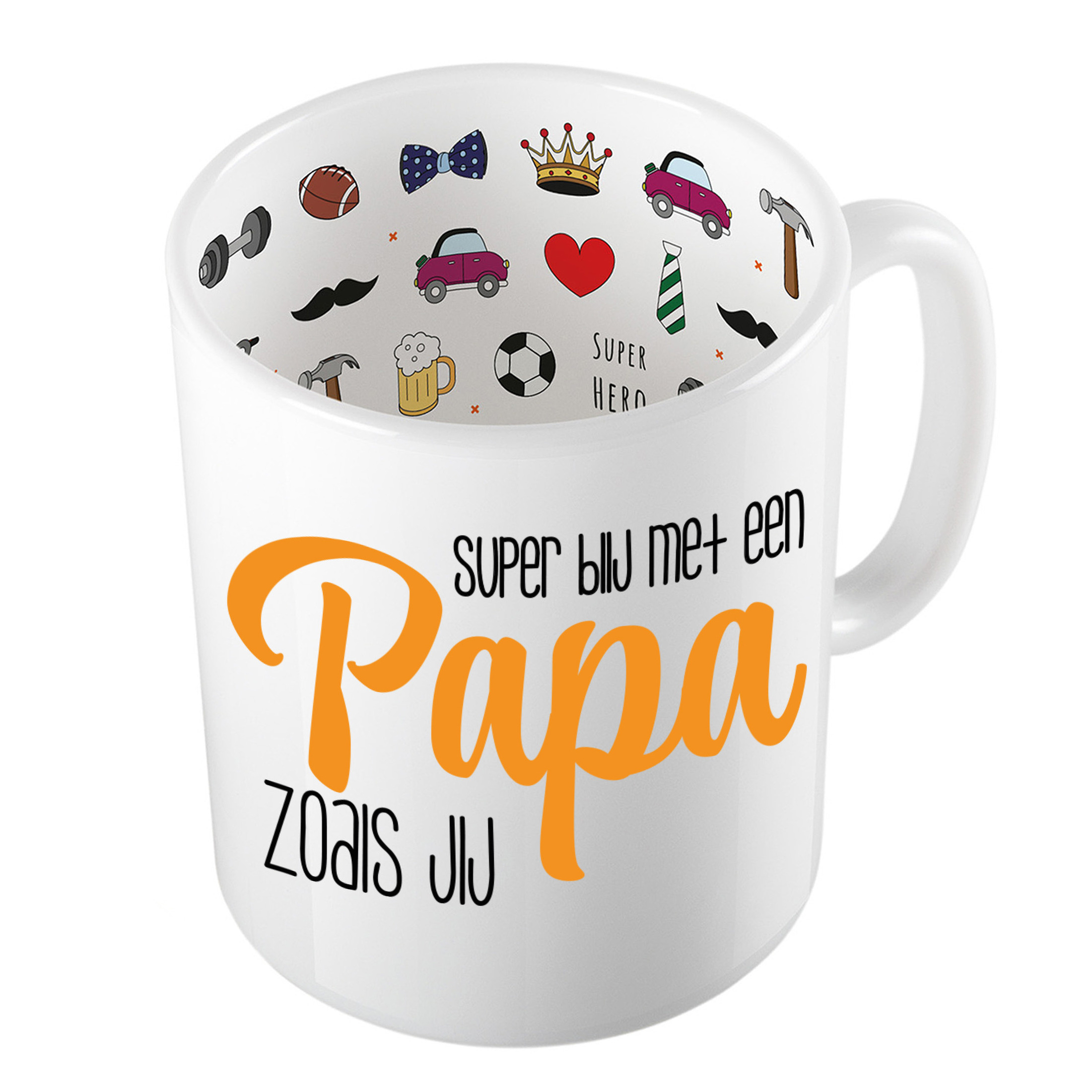 Cadeau koffie/thee mok voor papa - oranje - blij met papa - keramiek - 300 ml - Vaderdag -