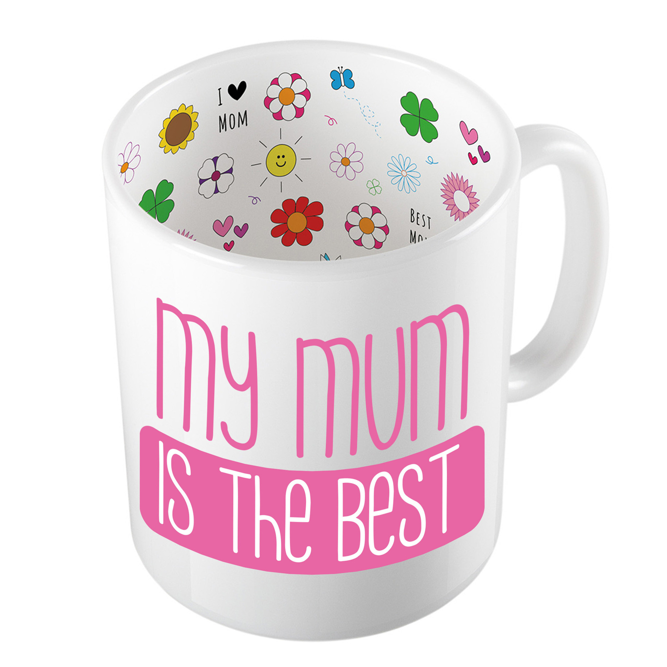 Cadeau koffie/thee mok voor mama - roze - beste mam - keramiek - 300 ml - Moederdag -