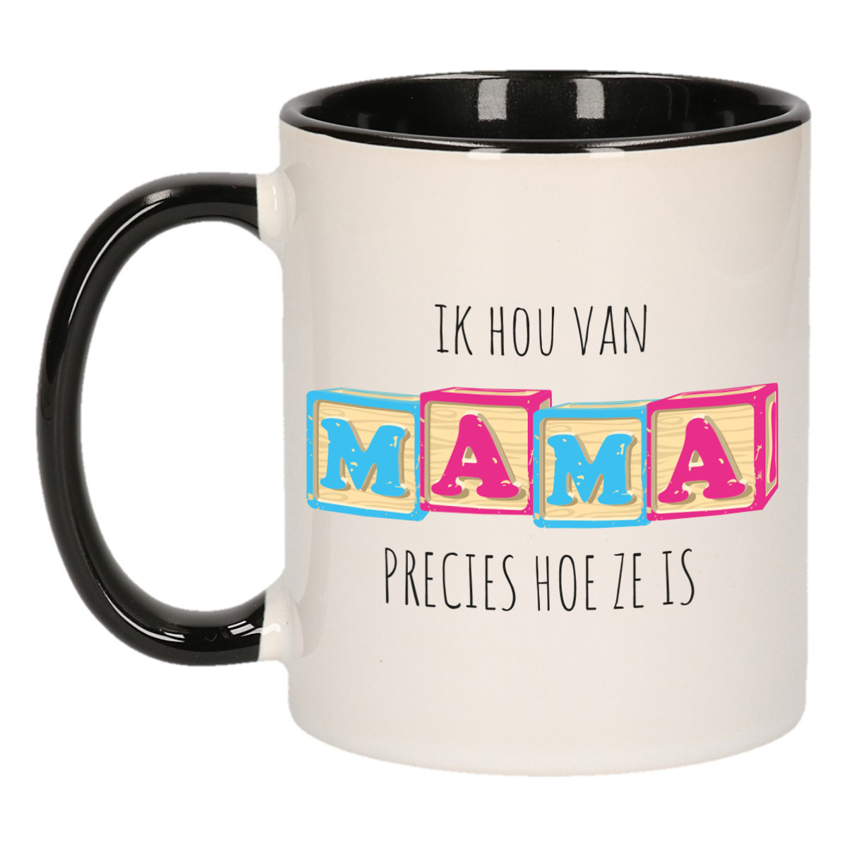 Cadeau koffie/thee mok voor mama - zwart - liefde - keramiek - Moederdag -