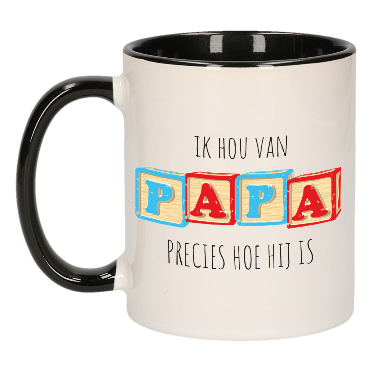 Cadeau koffie/thee mok voor papa - zwart - liefde - keramiek - Vaderdag -