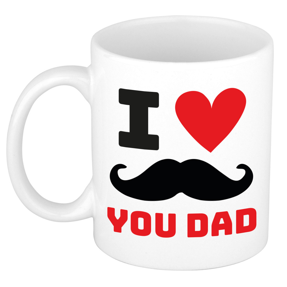 Cadeau koffie/thee mok voor papa - wit/rood - liefde - keramiek - 300 ml - Vaderdag -