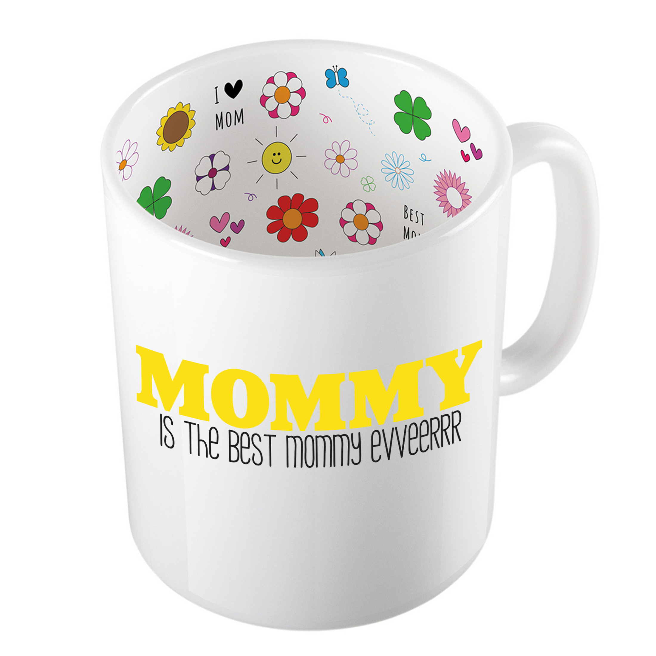 Cadeau koffie/thee mok voor mama - geel - mama is de beste - keramiek - 300 ml - Moederdag -