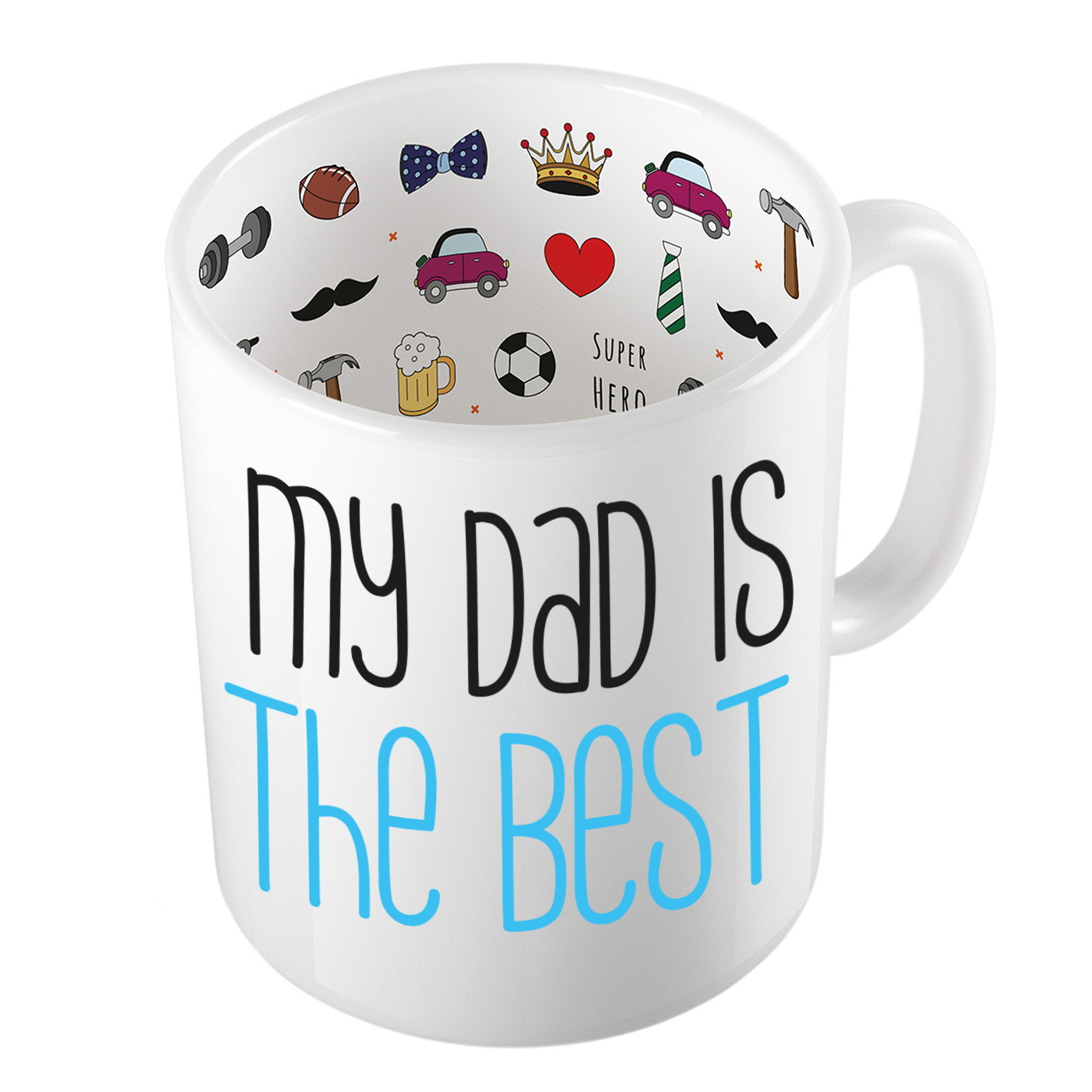 Cadeau koffie/thee mok voor papa - blauw - de beste papa - keramiek - 300 ml - Vaderdag -