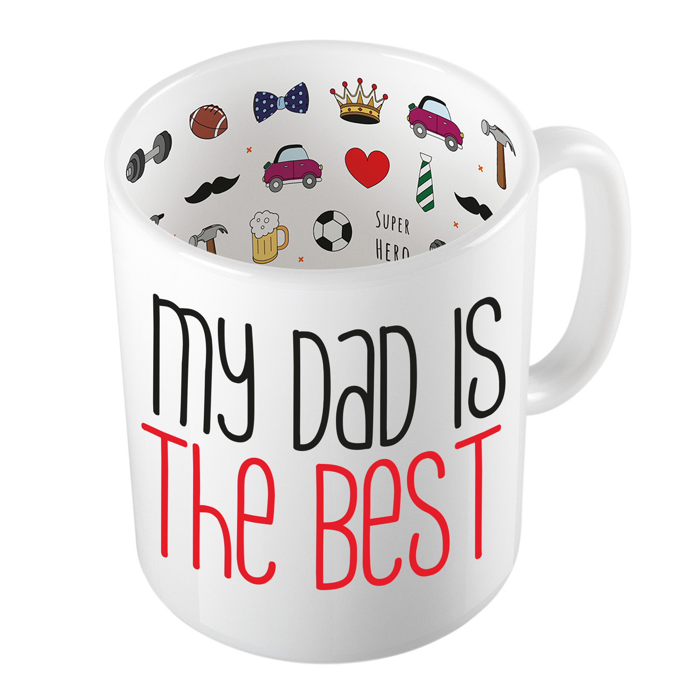 Cadeau koffie/thee mok voor papa - rood - de beste papa - keramiek - 300 ml - Vaderdag -