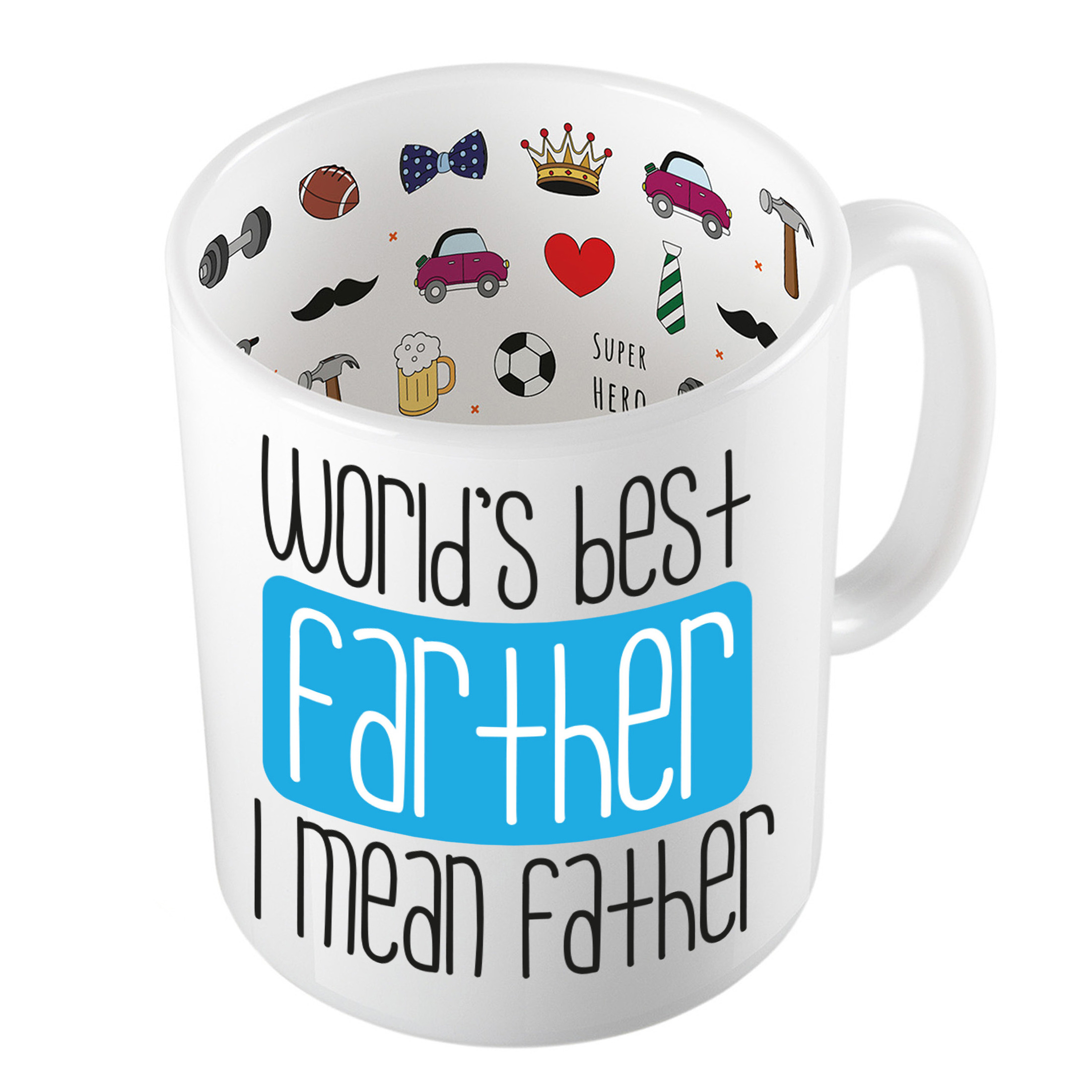 Cadeau koffie/thee mok voor papa - blauw - de beste papa - keramiek - 300 ml - Vaderdag -