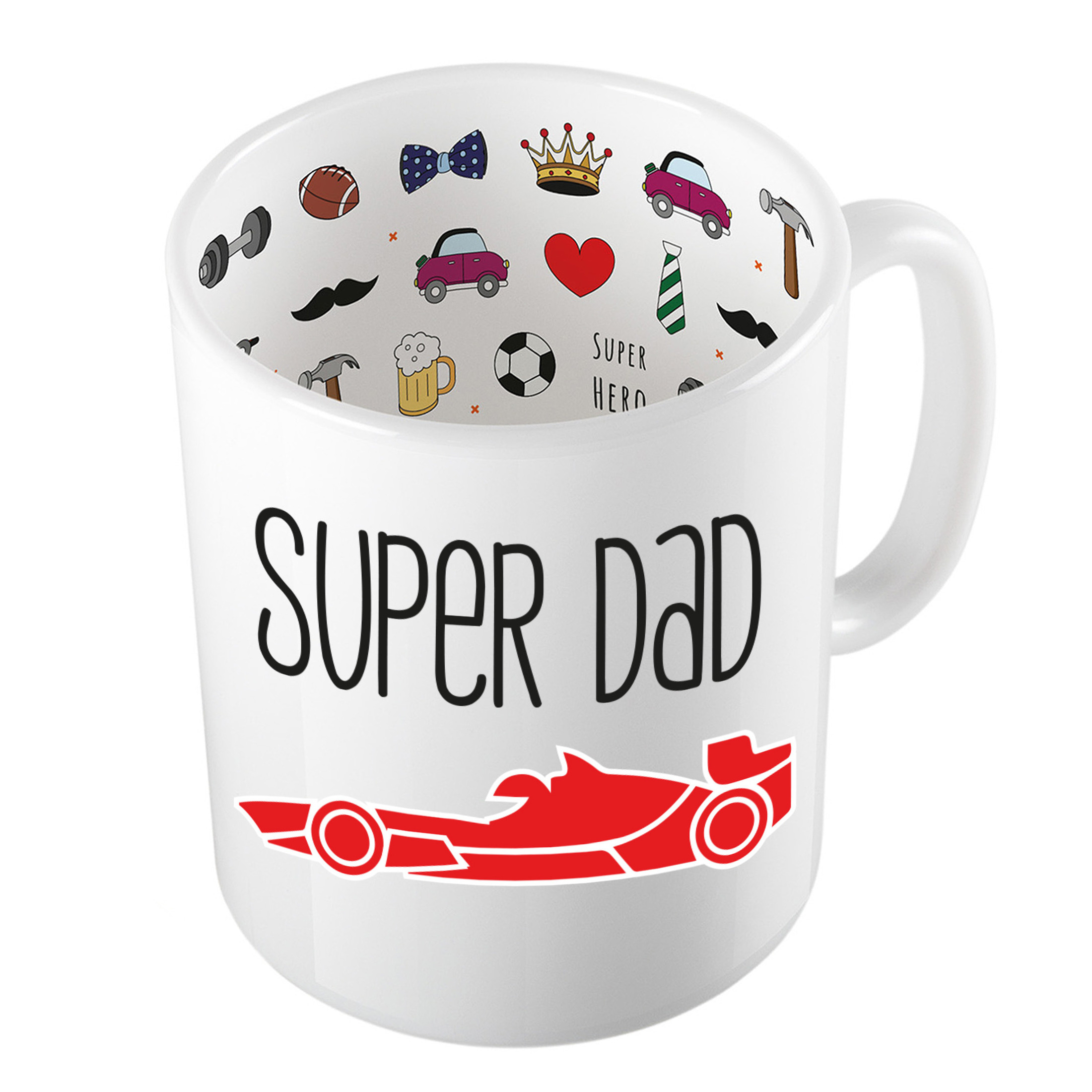 Cadeau koffie/thee mok voor papa - rood - super papa - keramiek - 300 ml - Vaderdag -