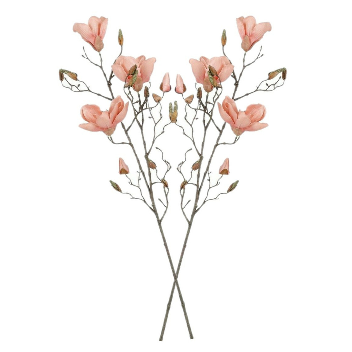 Kunstbloem Magnolia tak - 2x - 88 cm - perzik roze - Kunst zijdebloemen -