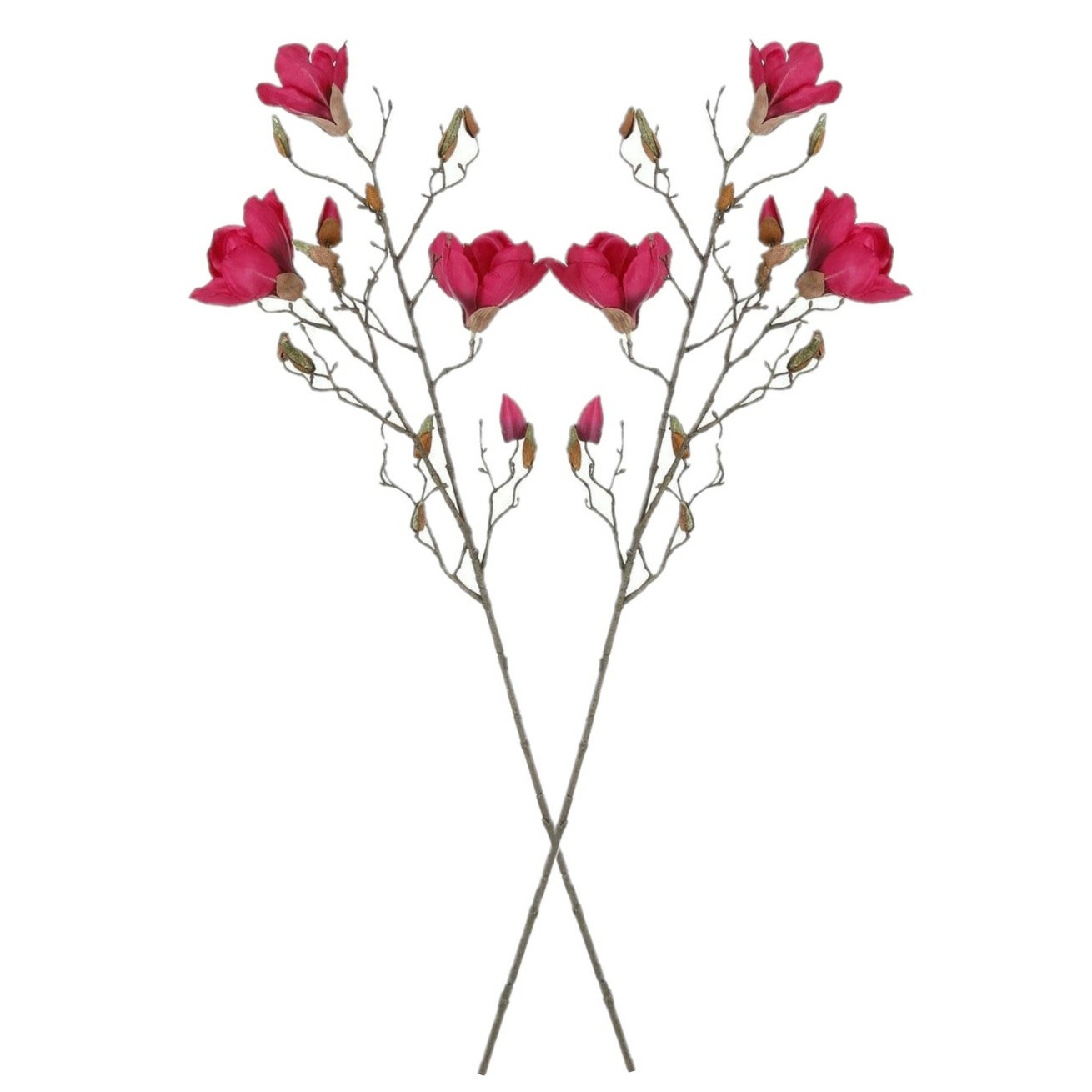 Kunstbloem Magnolia tak - 2x - 88 cm - dieproze - Kunst zijdebloemen -