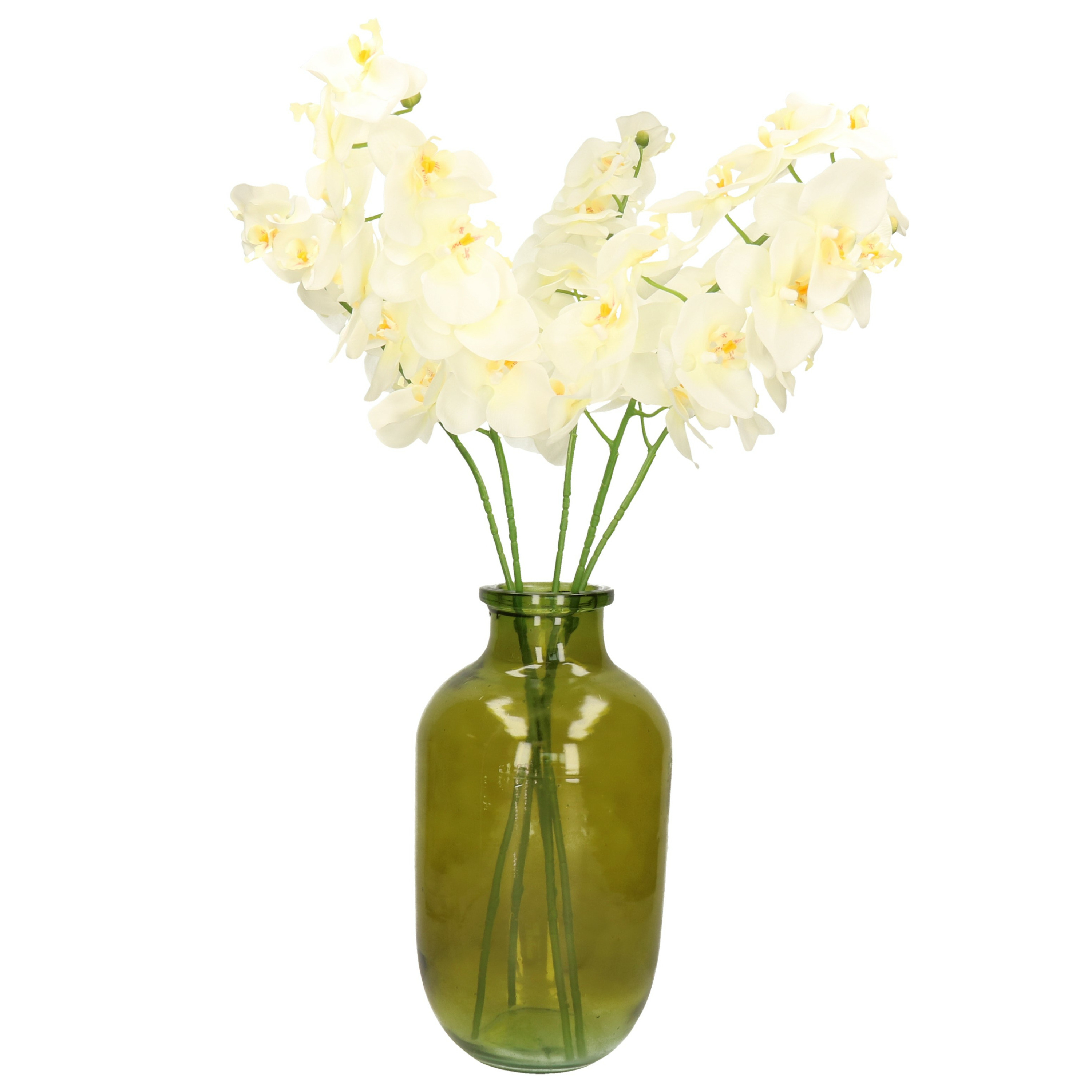 Kunstbloemen boeket Orchidee - 5 stelen - wit - 71 cm - Kunst zijdebloemen -