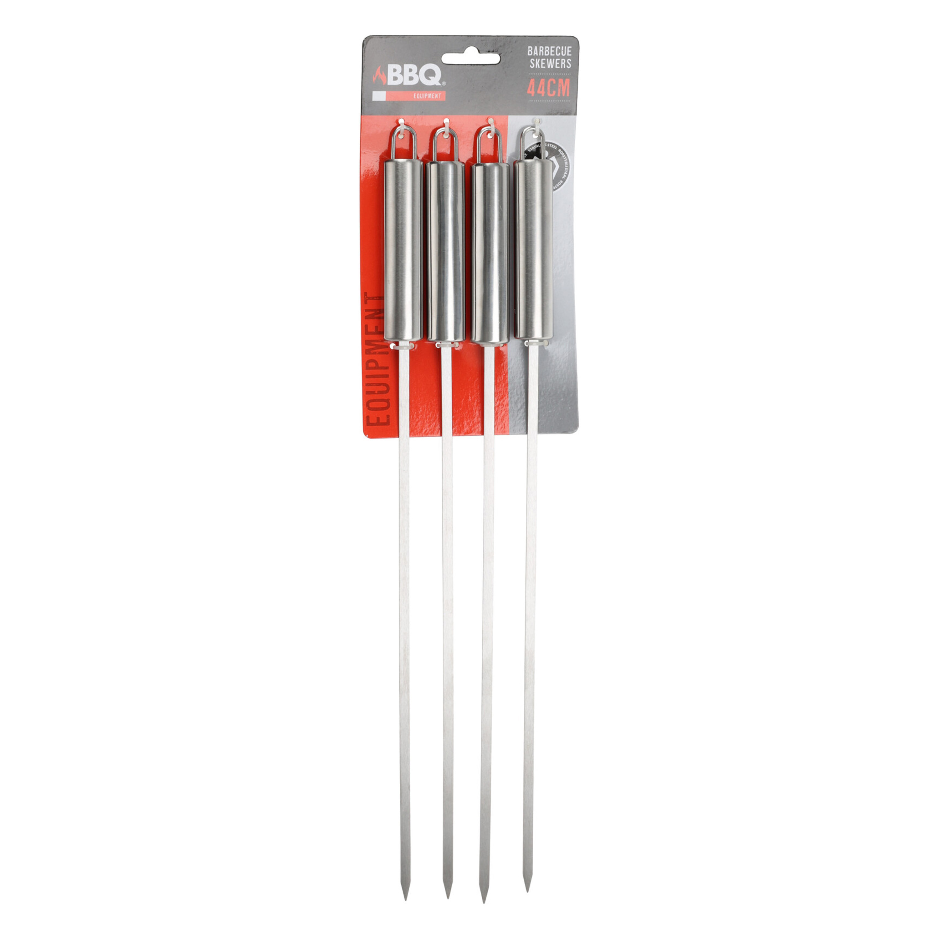 BBQ spiezen - 4x stuks - RVS - 44 cm - vleespennen voor vlees - barbecue accessoires -
