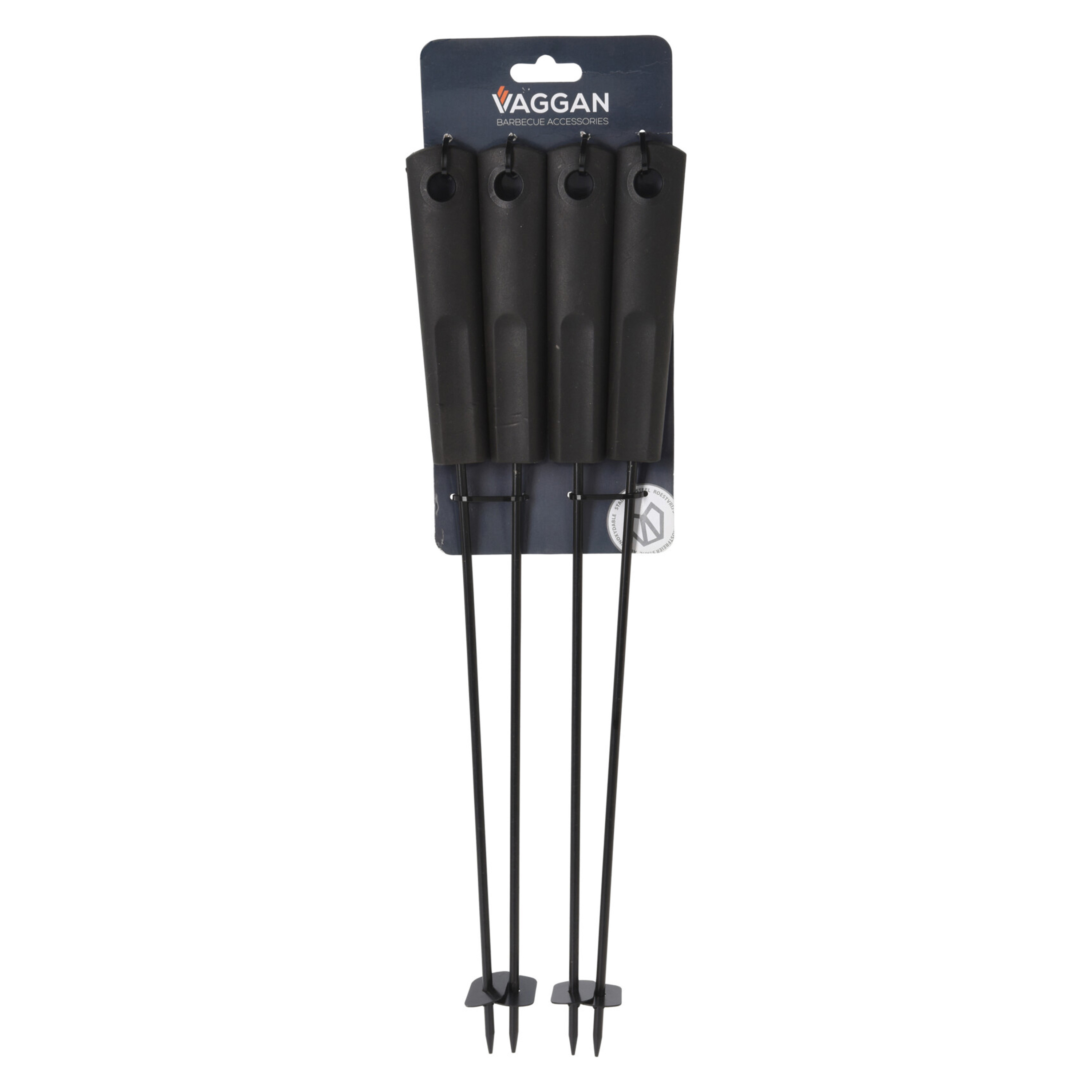 BBQ spiezen - 4x stuks - metaal - 44 cm - vleespennen voor vlees - barbecue accessoires -